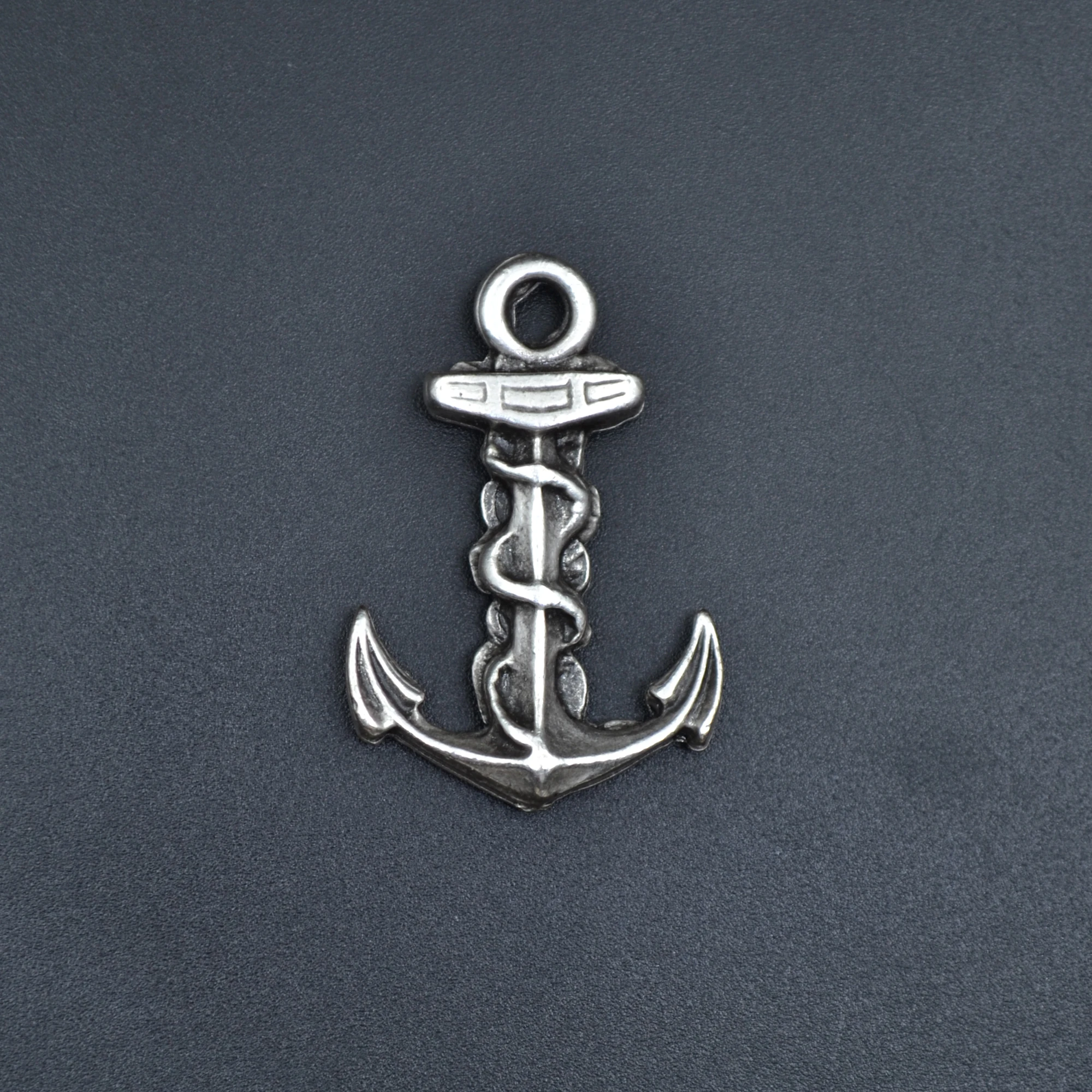 Gemi Çapası Kolye - Gümüş ( Silver ) Renk - 60 cm Örme Zincir Kolye