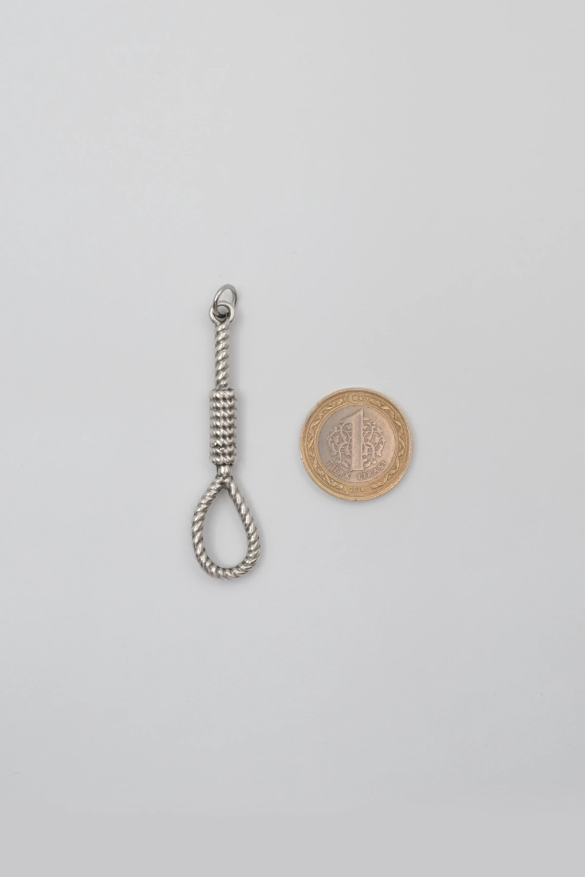 Halat - Urgan - İdam Düğümü Kolye Ucu - Gümüş ( Silver ) Renk