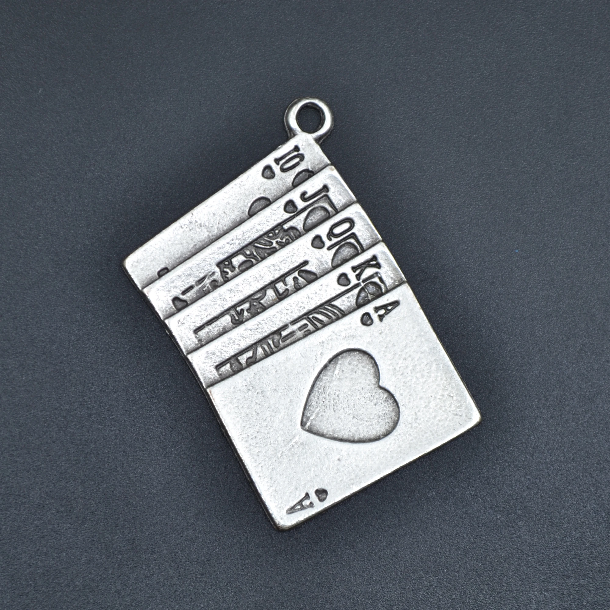 Poker- İskambil Kolye - Gümüş ( Silver ) Renk - 60 cm Düz Ezme Zincir Kolye