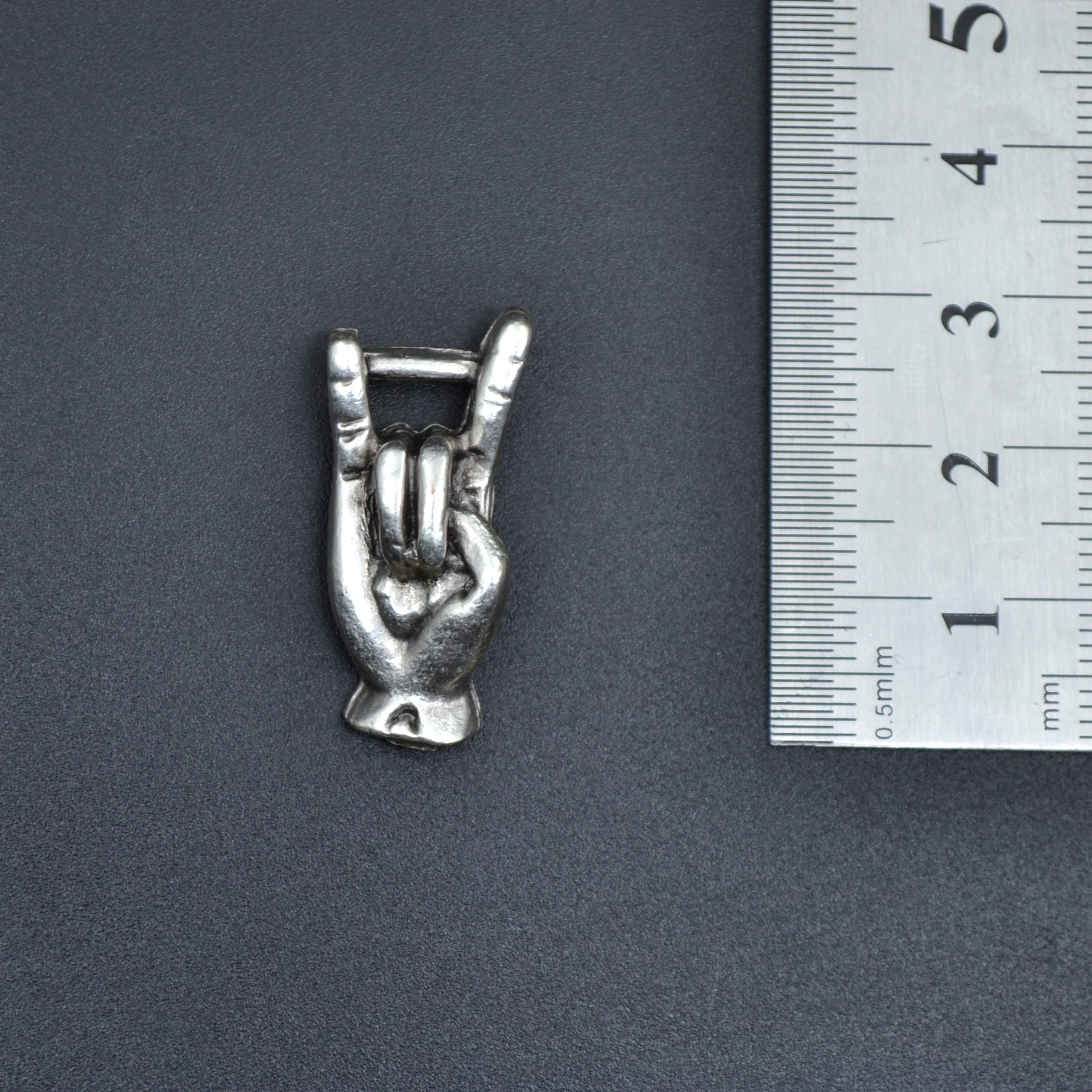 Şeytan Boynuzları - Devil Horns Kolye - Gümüş ( Silver ) Renk - 60 cm Düz Ezme Zincir Kolye