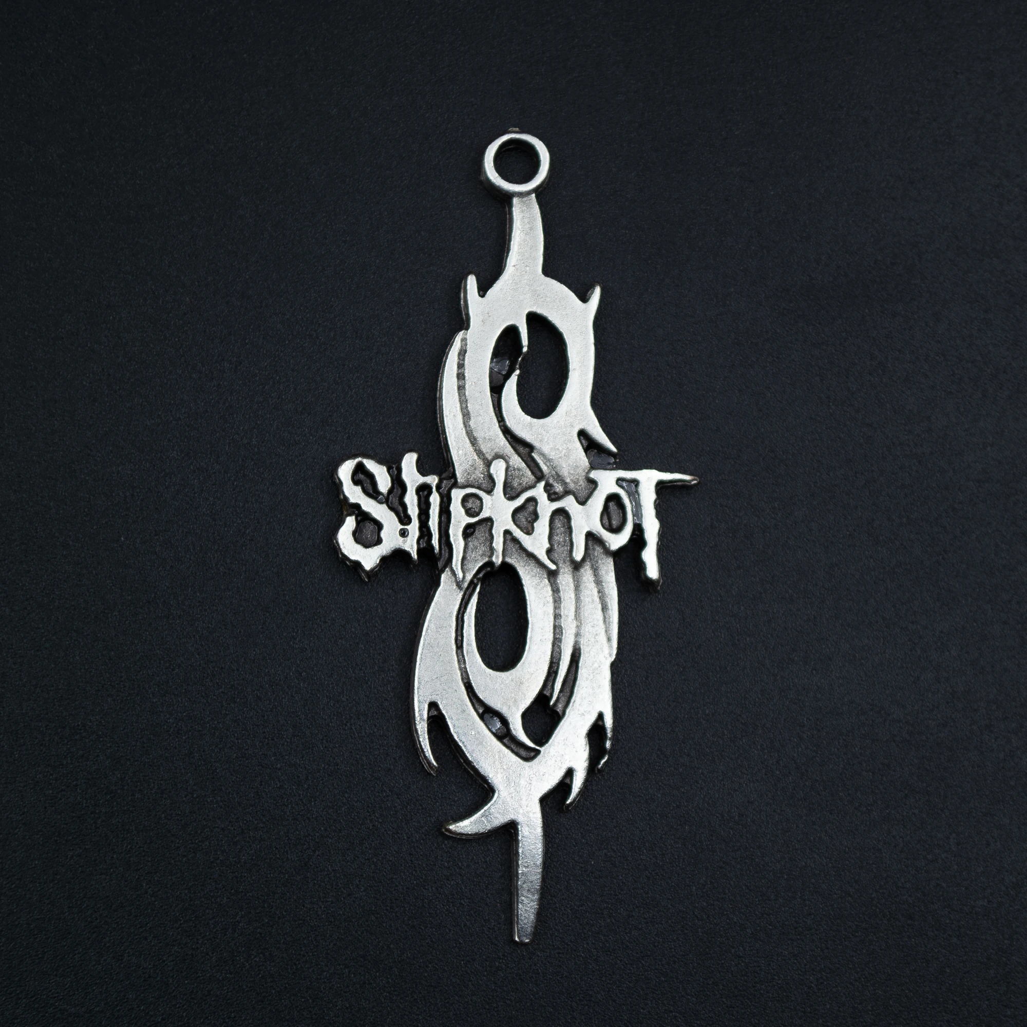 Slipknot Kolye - Gümüş ( Silver ) Renk - 60 cm Deri İp Kolye