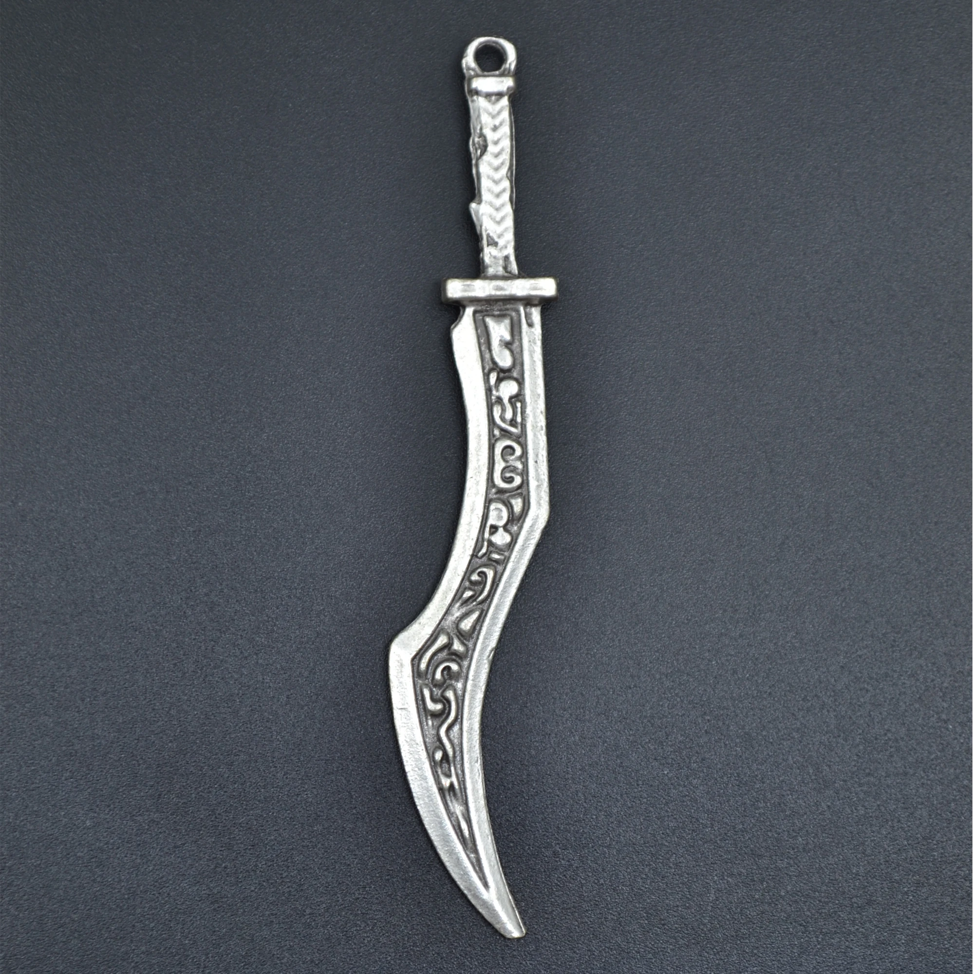 Kılıç Kolye - Gümüş ( Silver ) Renk - 60 cm Deri İp Kolye