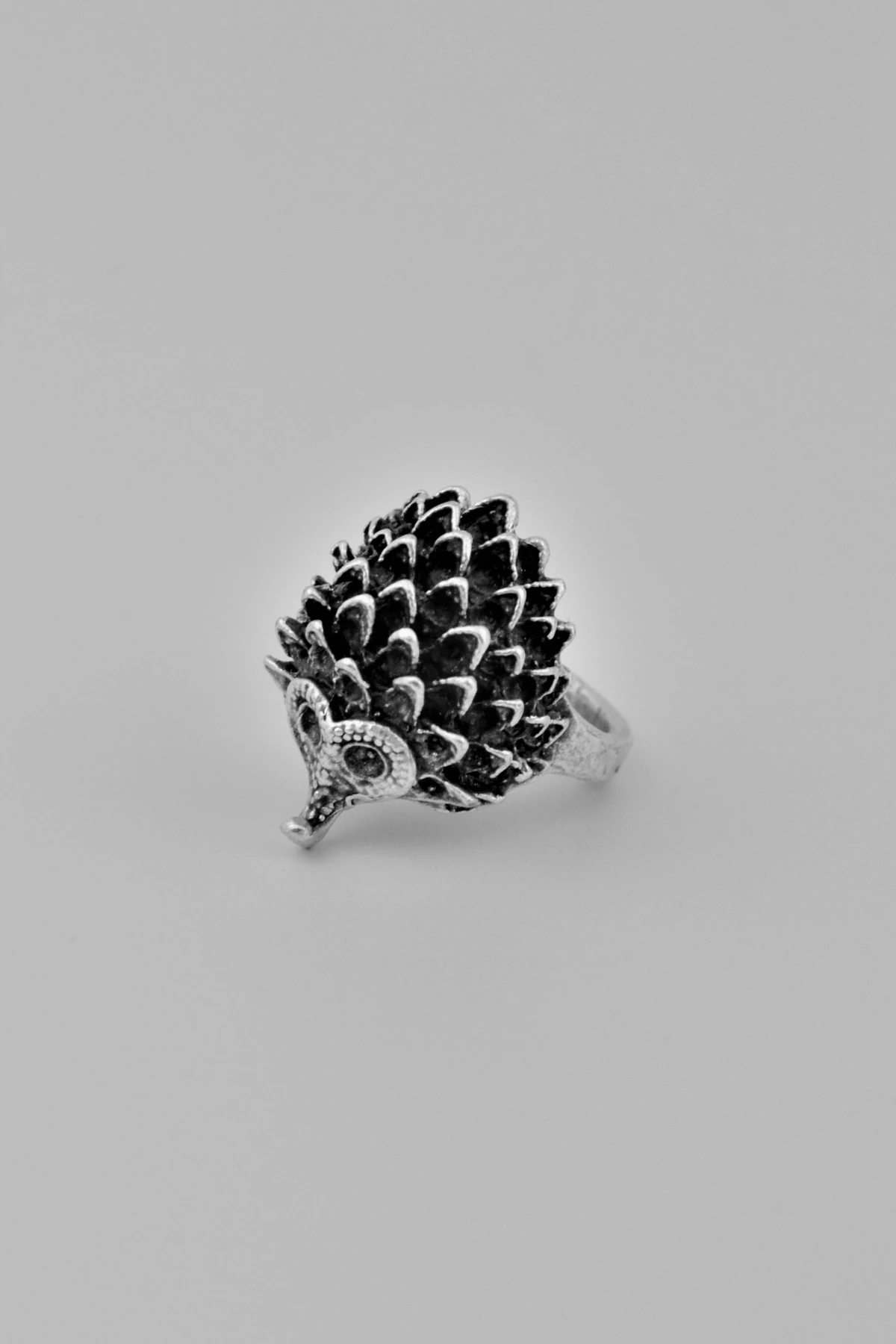 Kirpi Gümüş Kaplama Ayarlamalı Kadın Yüzük