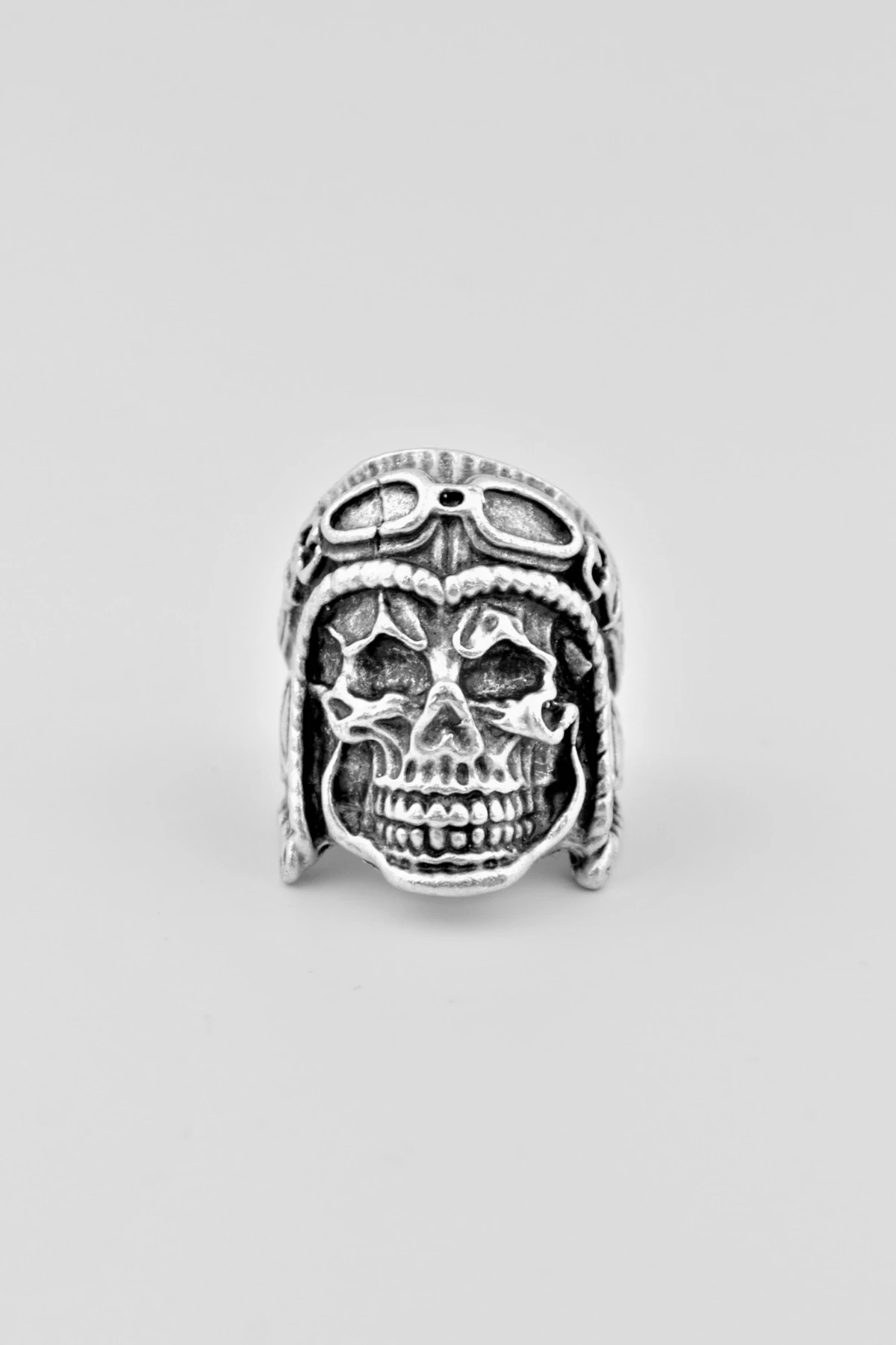 Kuru Kafa Pilot Gümüş Kaplama Ayarlamalı Erkek Yüzük