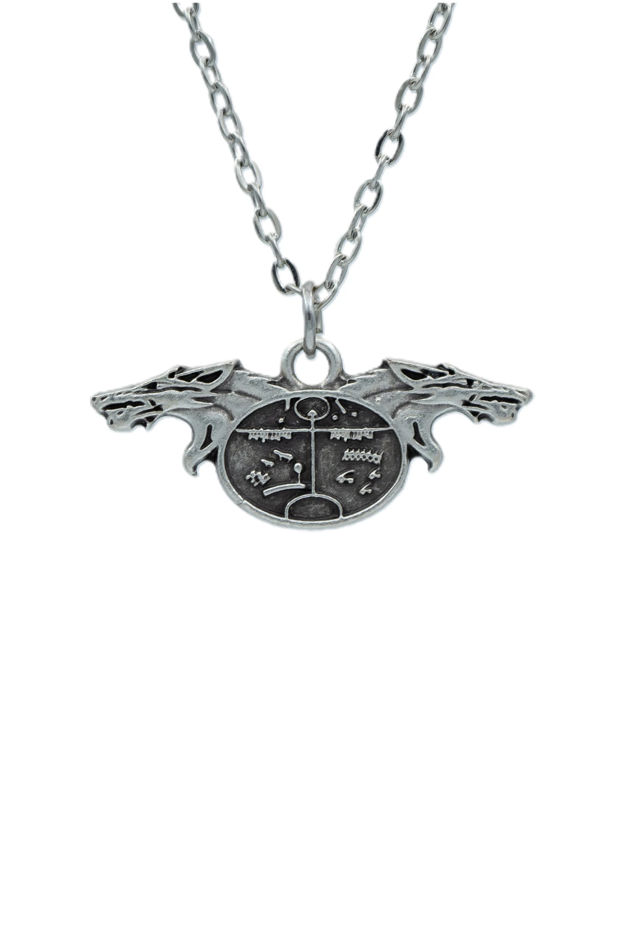 2'li Kam Şaman Davulu - Tengri Biz Menen Bozkurt Erkek Kadın Kolye Seti