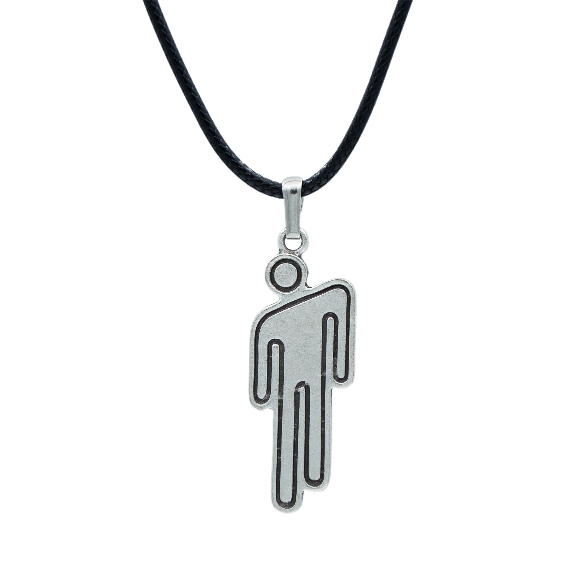 Billie Eilish Kolye - Gümüş ( Silver ) Renk - 60 cm Deri İp Kolye