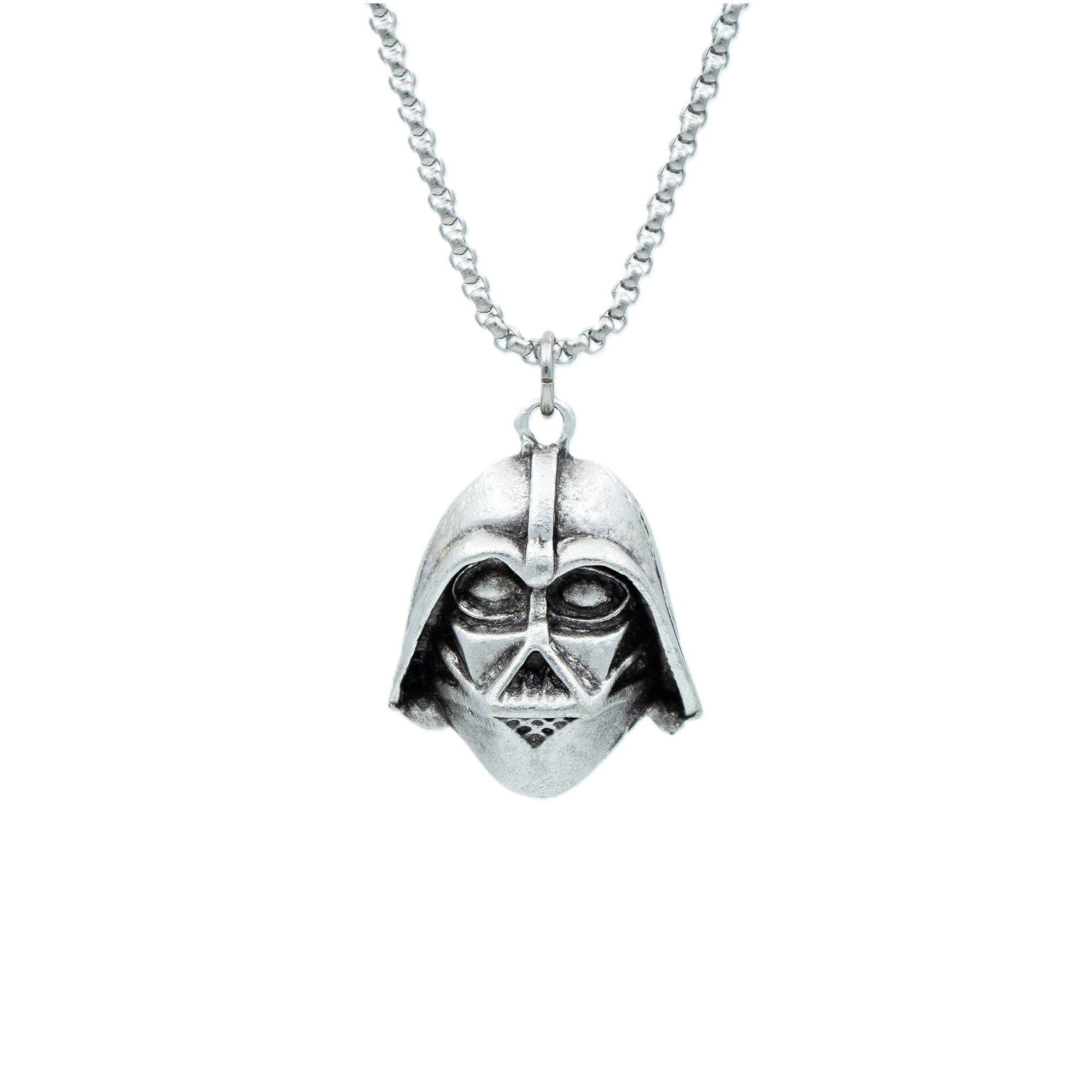 Star Wars - Darth Vader Kolye - Gümüş ( Silver ) Renk - 60 cm Örme Zincir Kolye