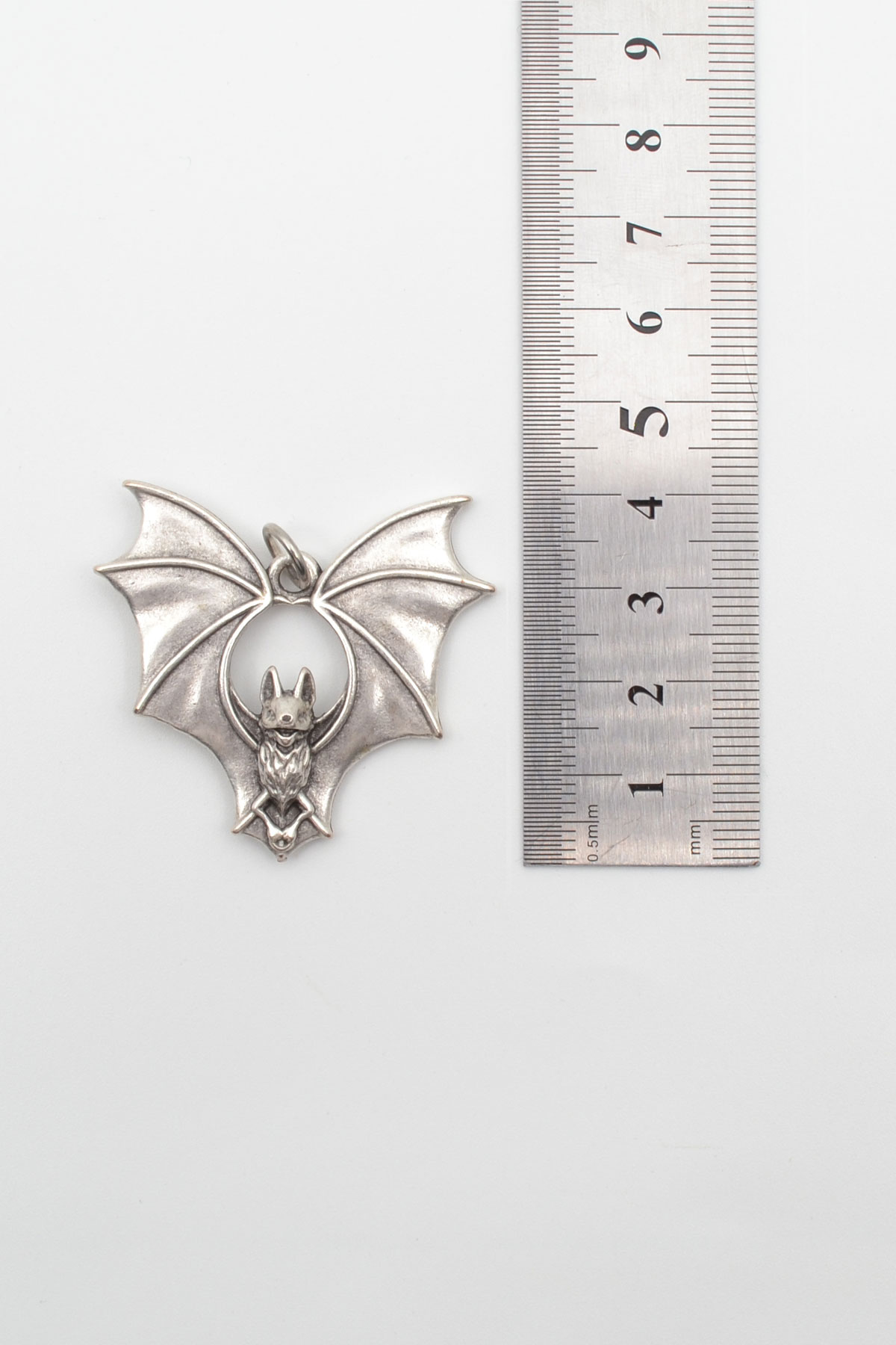 Gotik Yarasa Kolye - Gümüş ( Silver ) Renk - 60 cm Örme Zincir Kolye