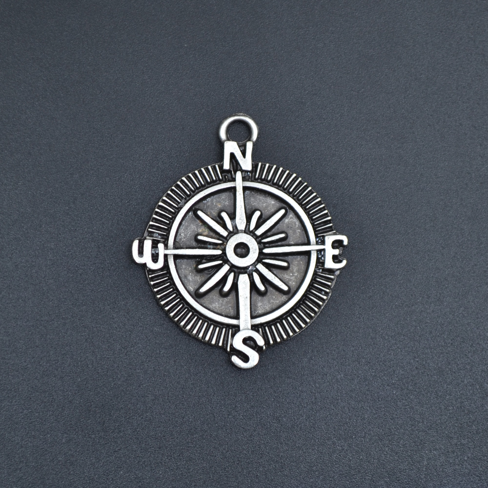Pusula Kolye - Gümüş ( Silver ) Renk - 60 cm Düz Ezme Zincir Kolye