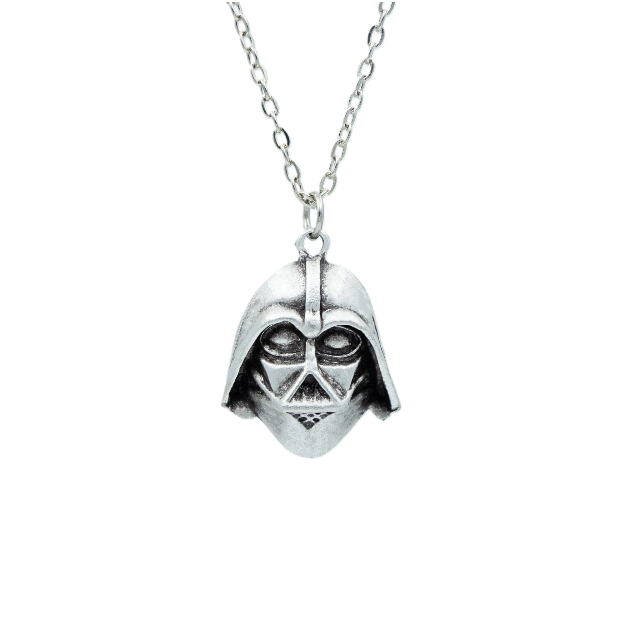 Star Wars - Darth Vader Kolye - Gümüş ( Silver ) Renk - 60 cm Düz Ezme Zincir Kolye