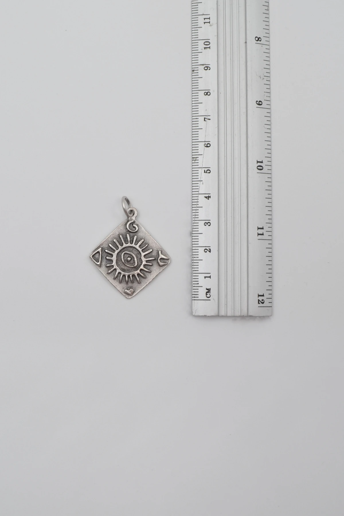 Güneş ve Göz Sembollü Örme Zincir Kolye - Antik Gümüş Kaplama - Kadın Erkek - 60 cm