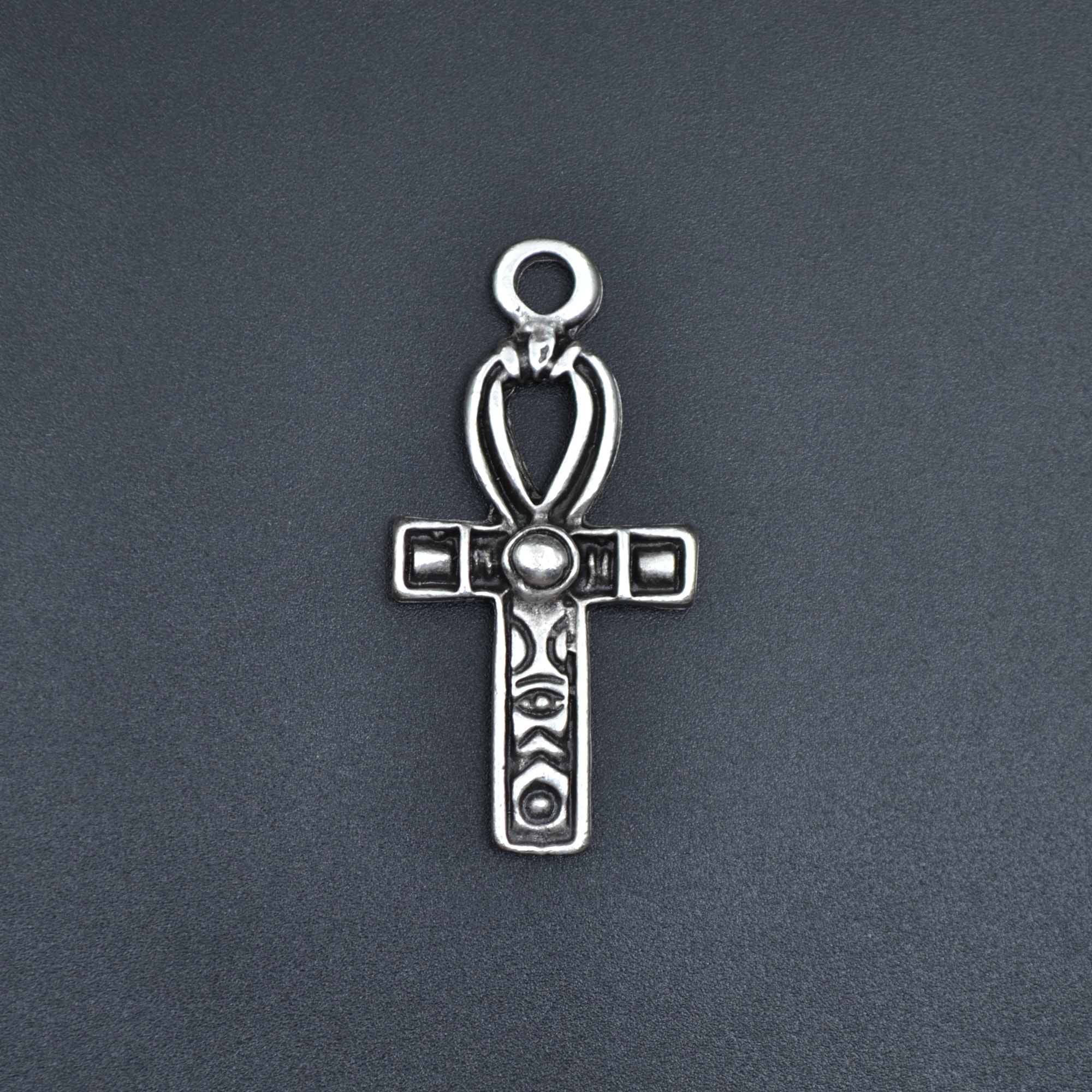Ankh Sembolü - Nil'in Anahtarı Kolye - Gümüş ( Silver ) Renk - 60 cm Deri İp Kolye