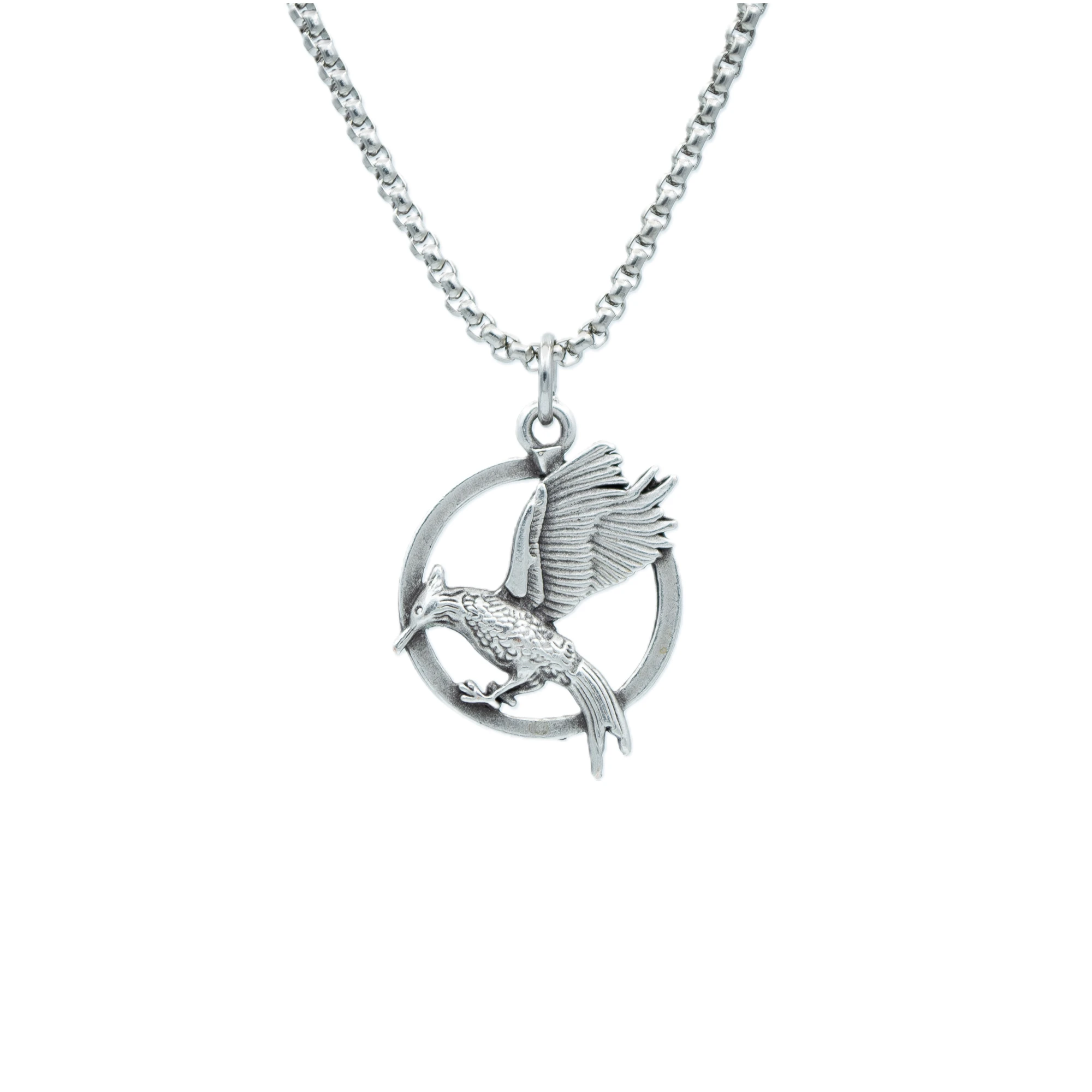 Alaycı Kuş Kolye - Gümüş ( Silver ) Renk - 60 cm Örme Zincir Kolye