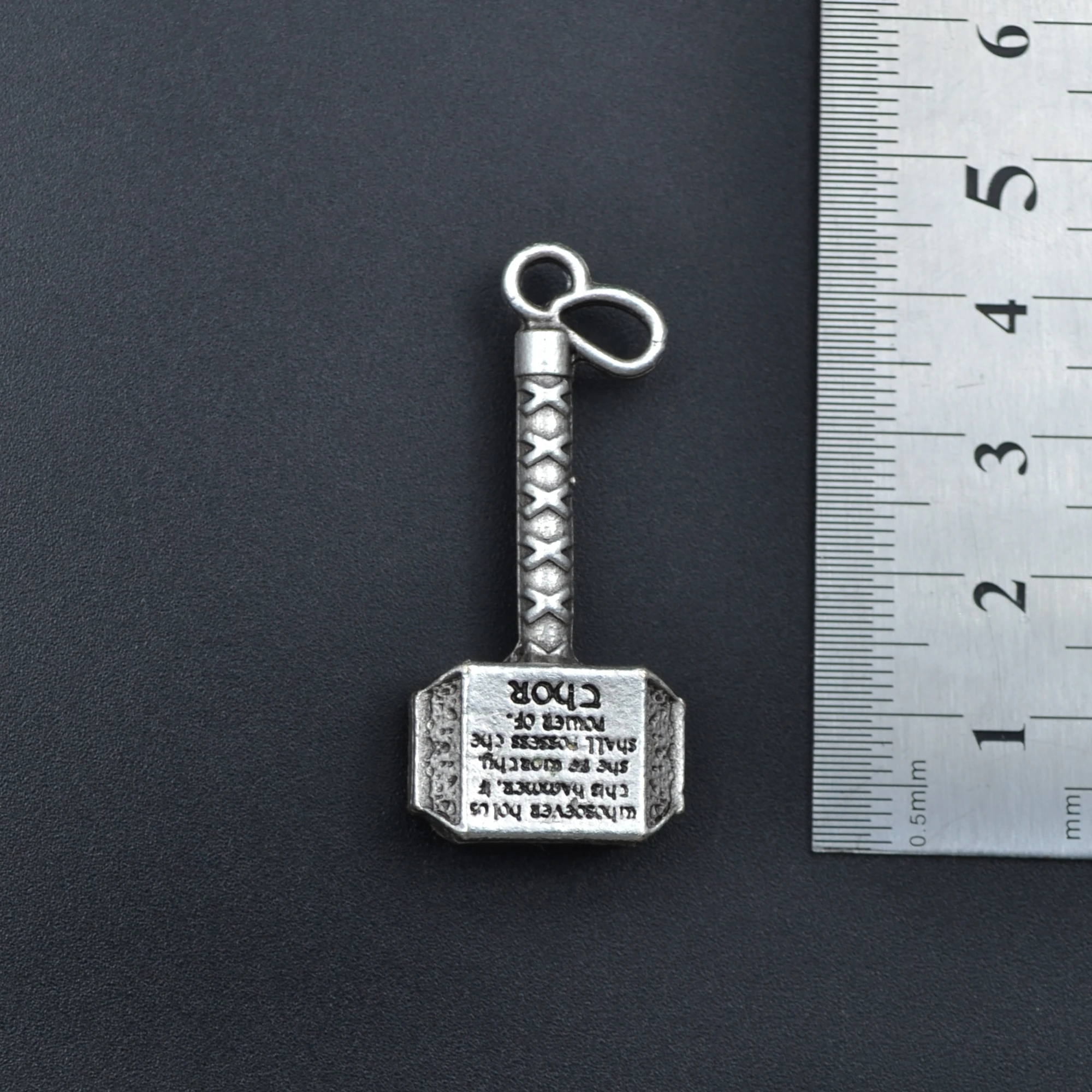 Thor Mjolnir Çekiç Kolye - Gümüş ( Silver ) Renk - 60 cm Deri İp Kolye