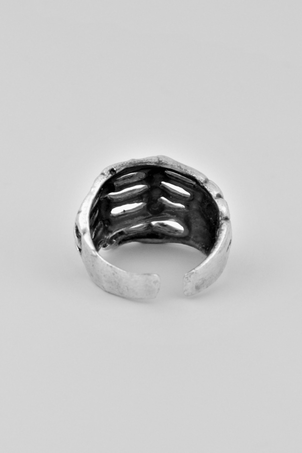 İskelet El Gümüş Kaplama Ayarlamalı Kadın Erkek Yüzük