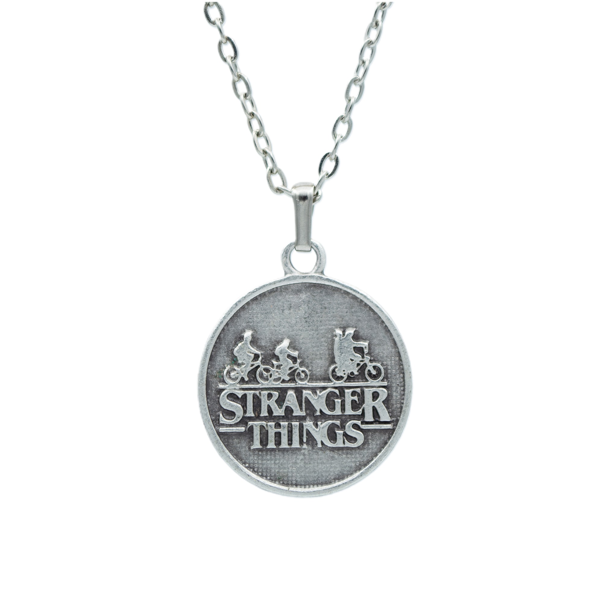 Stranger Things Kolye - Gümüş ( Silver ) Renk - 60 cm Düz Ezme Zincir Kolye