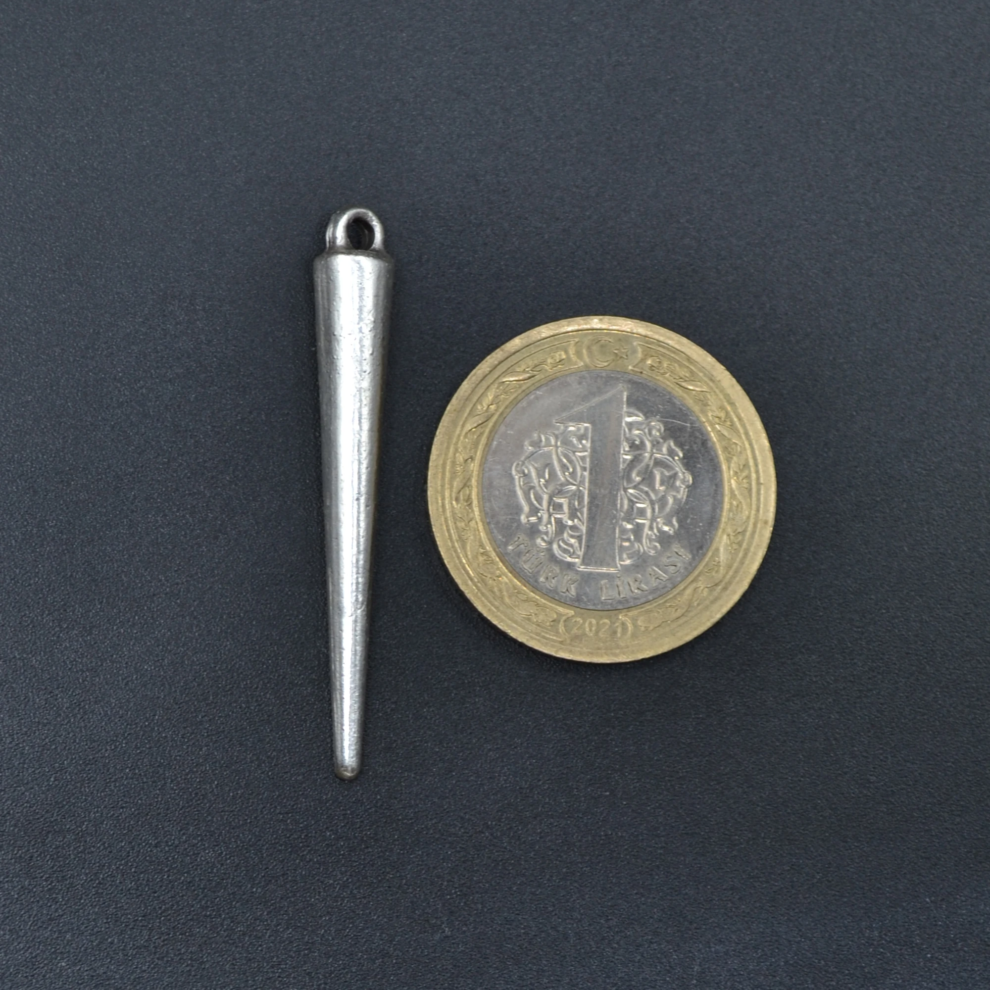 Koni - Çubuk Şeklinde Kolye - Gümüş ( Silver ) Renk - 60 cm Düz Ezme Zincir Kolye