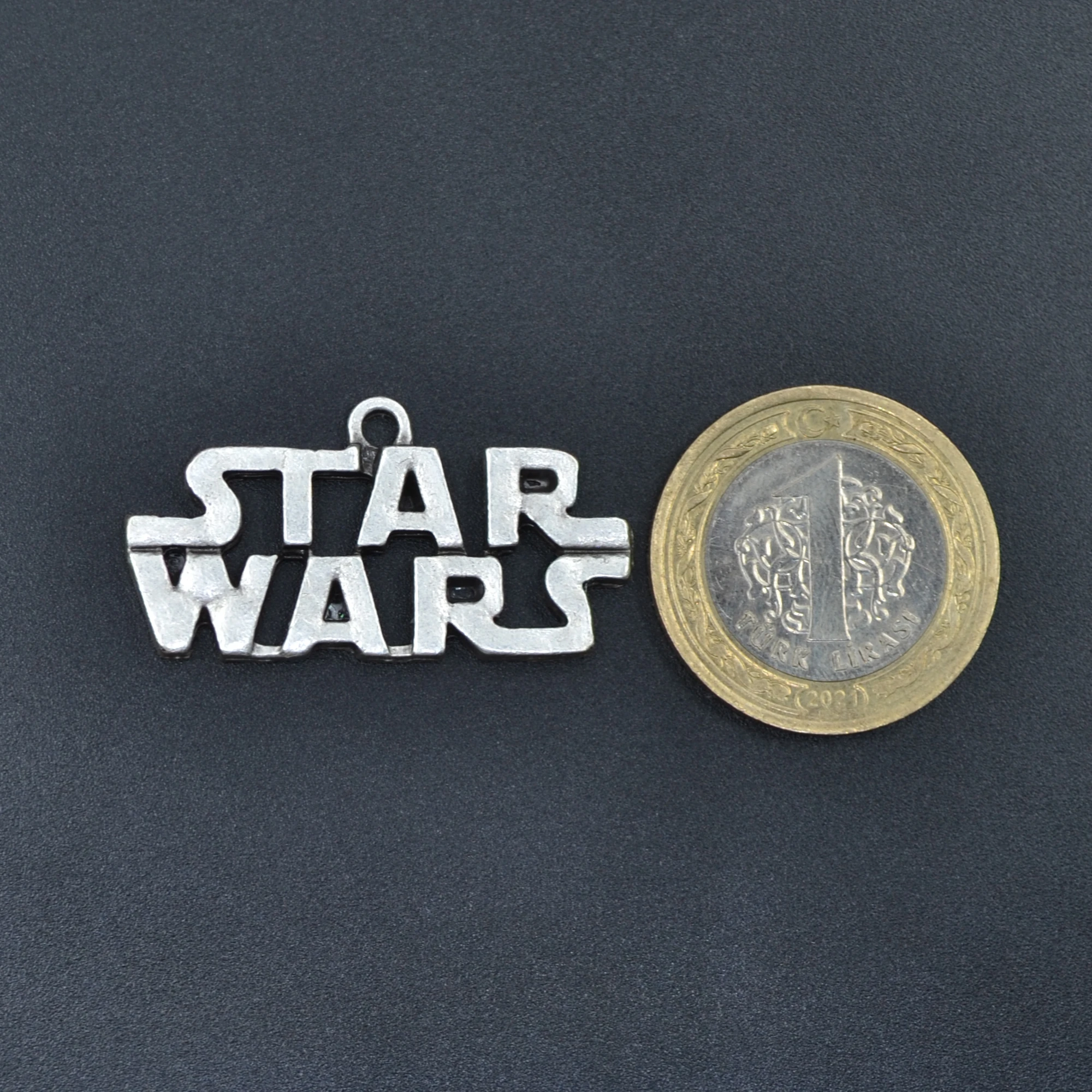 Star Wars Yazılı Kolye - Gümüş ( Silver ) Renk - 60 cm Deri İp Kolye