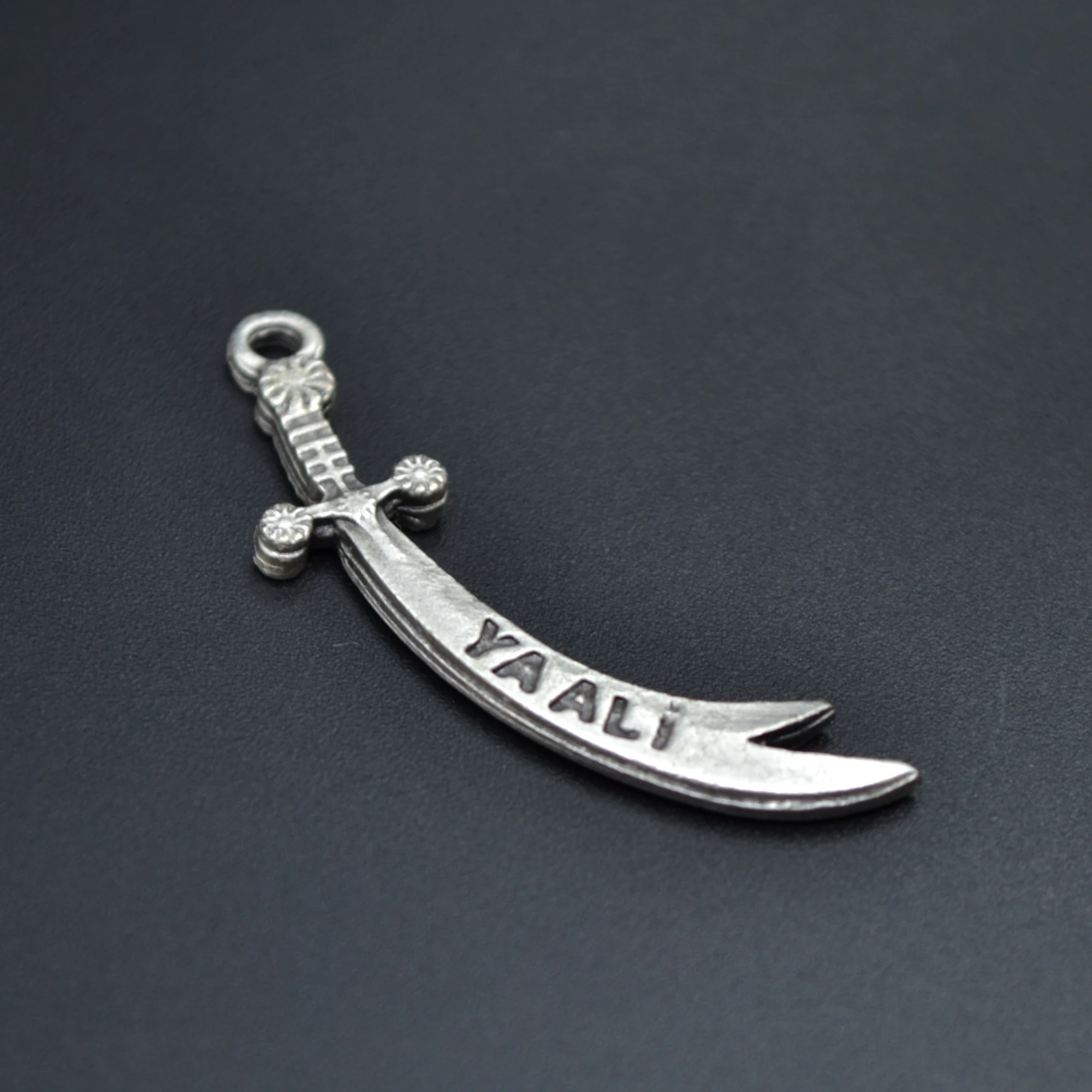 Zülfikar Kılıcı - Ya Ali Kolye - Gümüş ( Silver ) Renk - 60 cm Düz Ezme Zincir Kolye