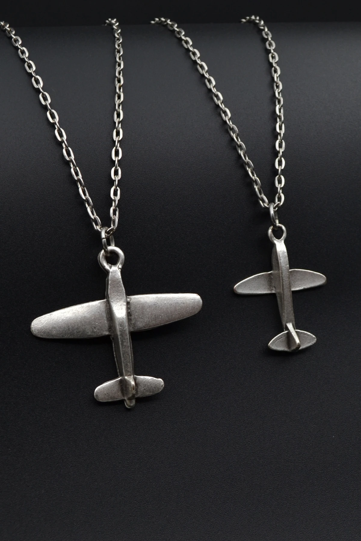 2'li Planör Uçak Erkek Kadın Kolye Seti