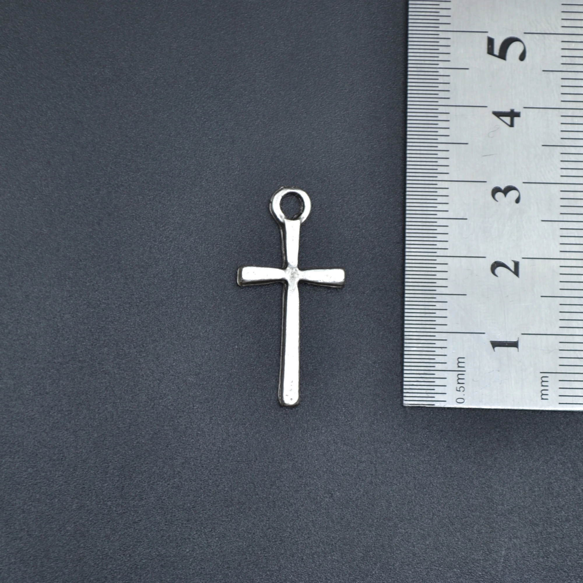 Minimal Haç Kolye - Gümüş ( Silver ) Renk - 60 cm Örme Zincir Kolye