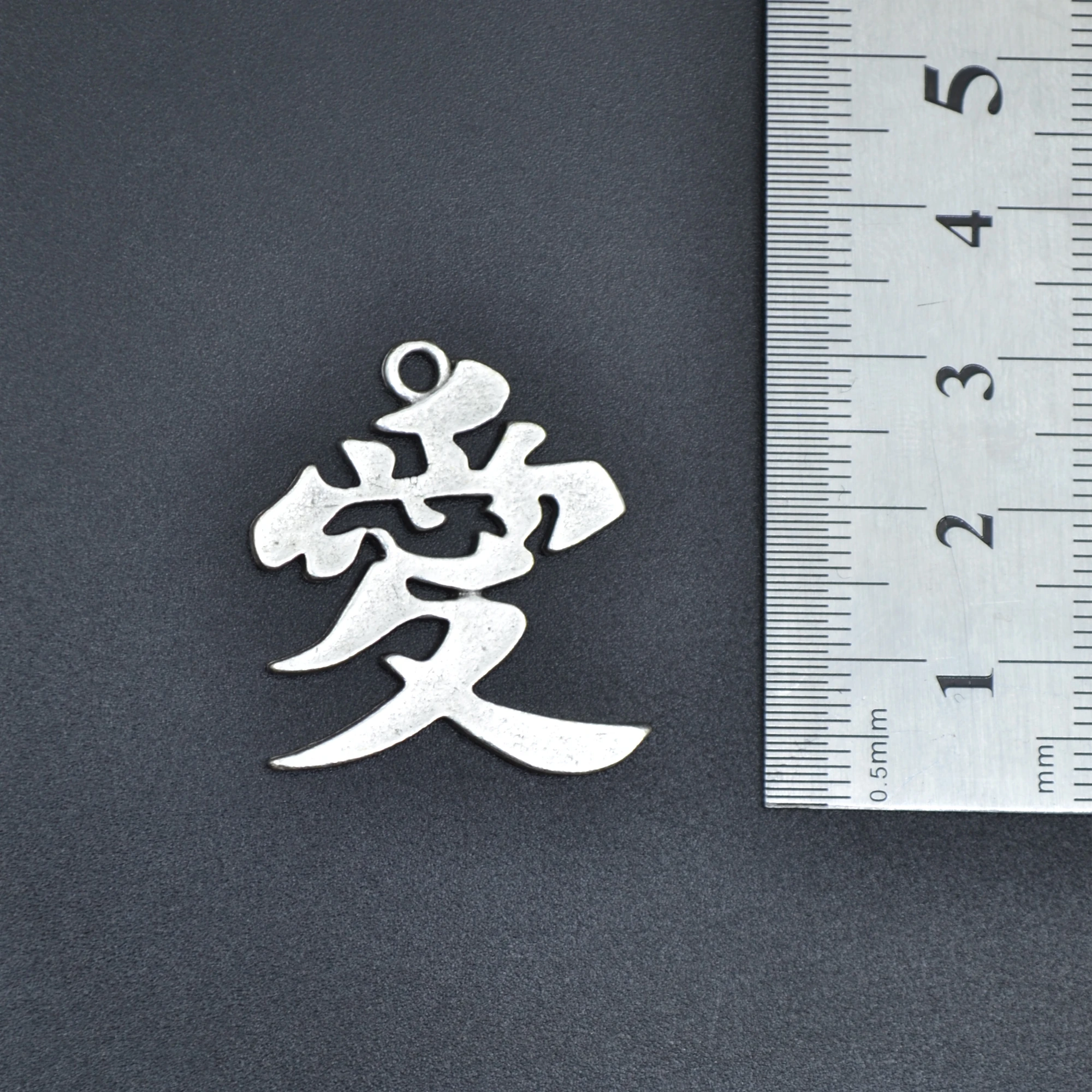 Çin Aşk Sembolü Kolye - Gümüş ( Silver ) Renk - 60 cm Düz Ezme Zincir Kolye