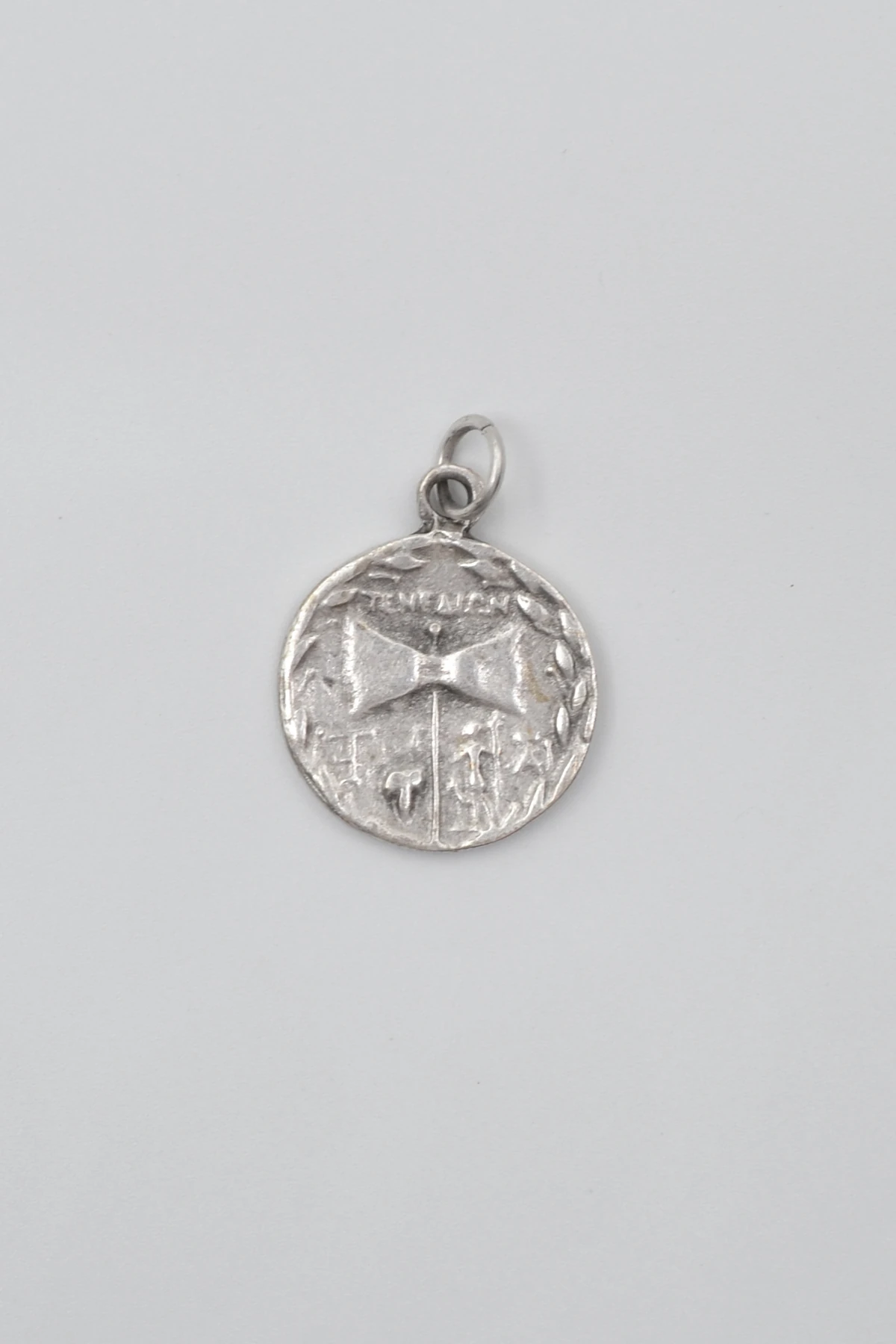 İki Yüzlü Janus Düz Ezme Zincir Kolye - Antik Gümüş Kaplama - Kadın Erkek - 60 cm