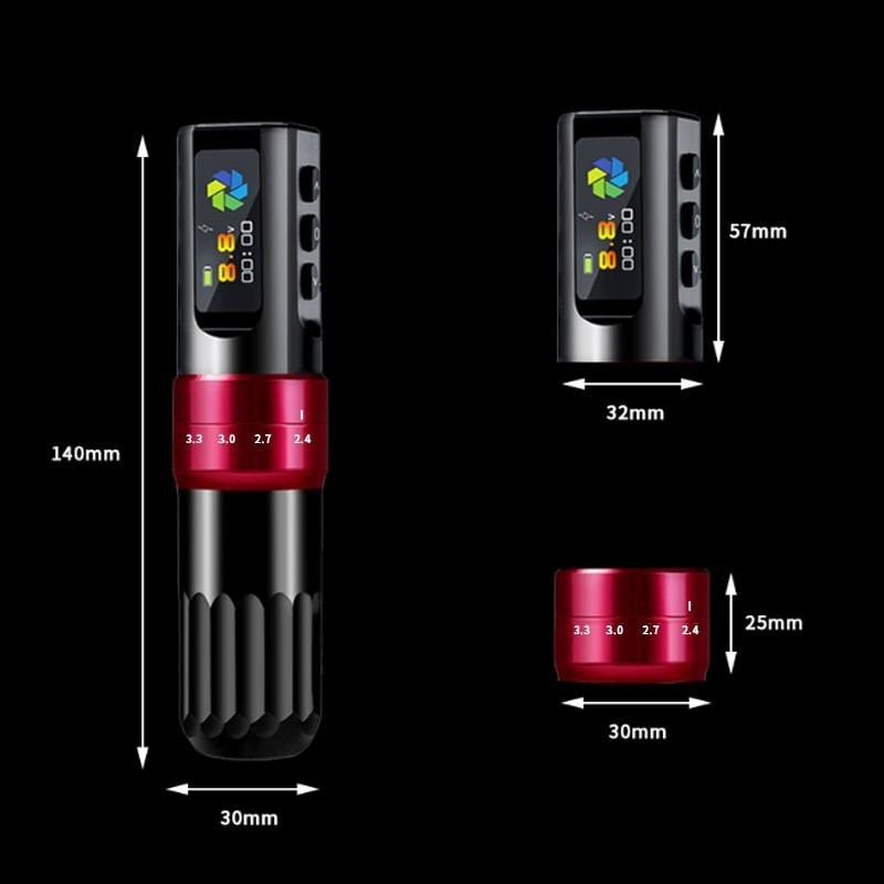 SHOTS-F3 SARJLI ROTARY PEN DÖVME MAKİNESİ-KIRMIZI