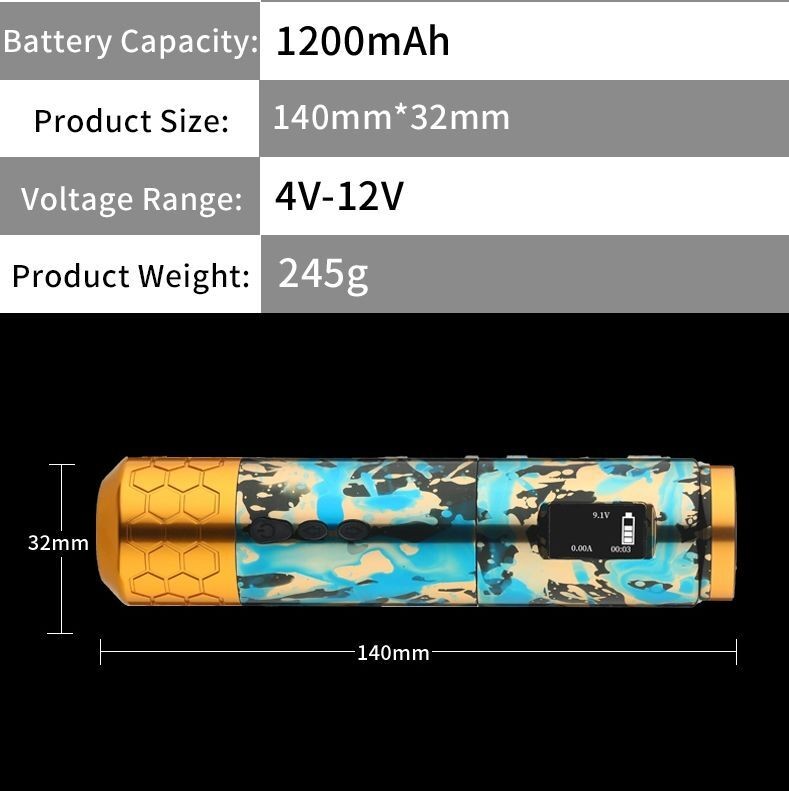 SHOTS-CAMO 1 WIRELESS KABLOSUZ PEN DÖVME MAKİNESİ