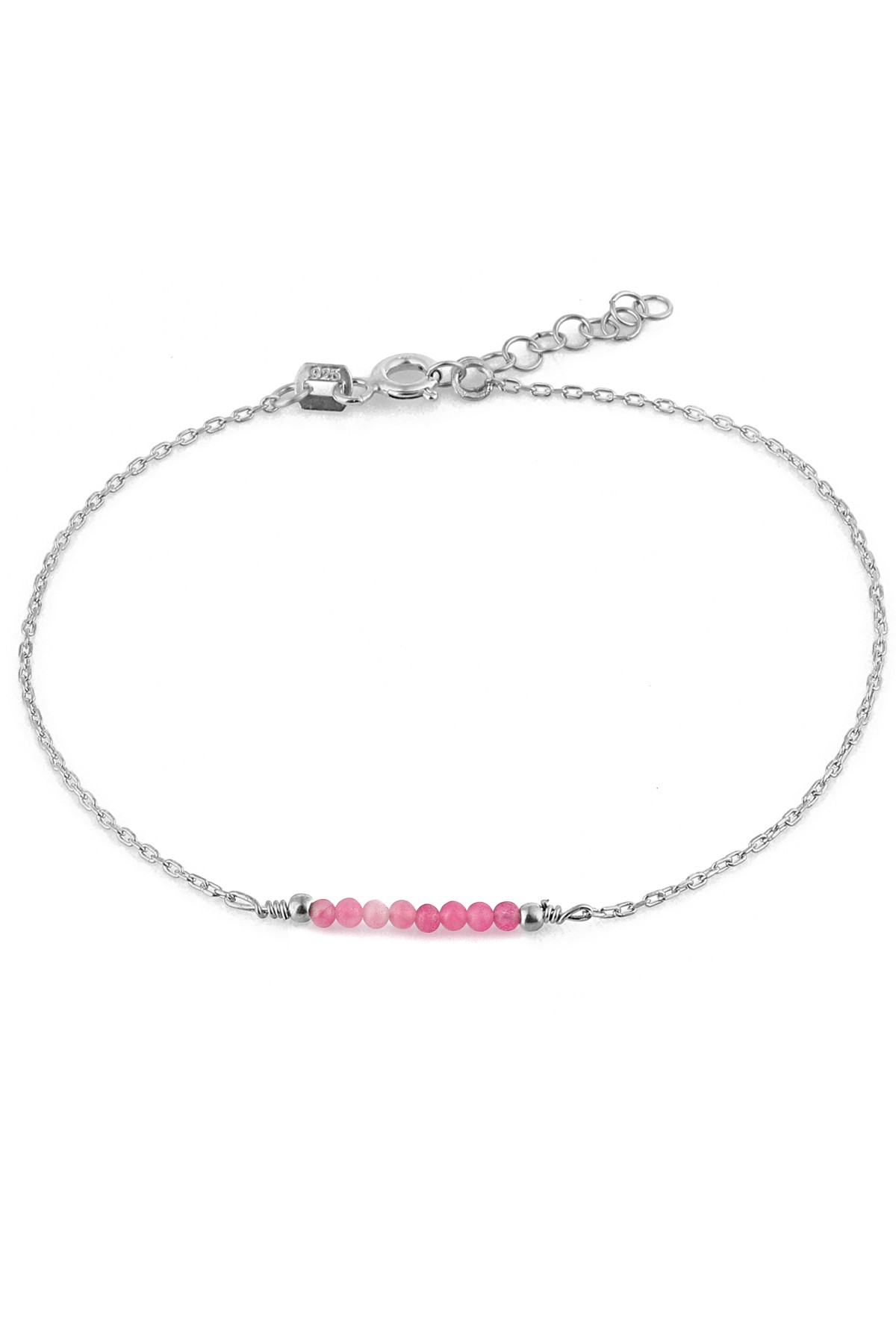 Pembe Quartz Gümüş Bileklik