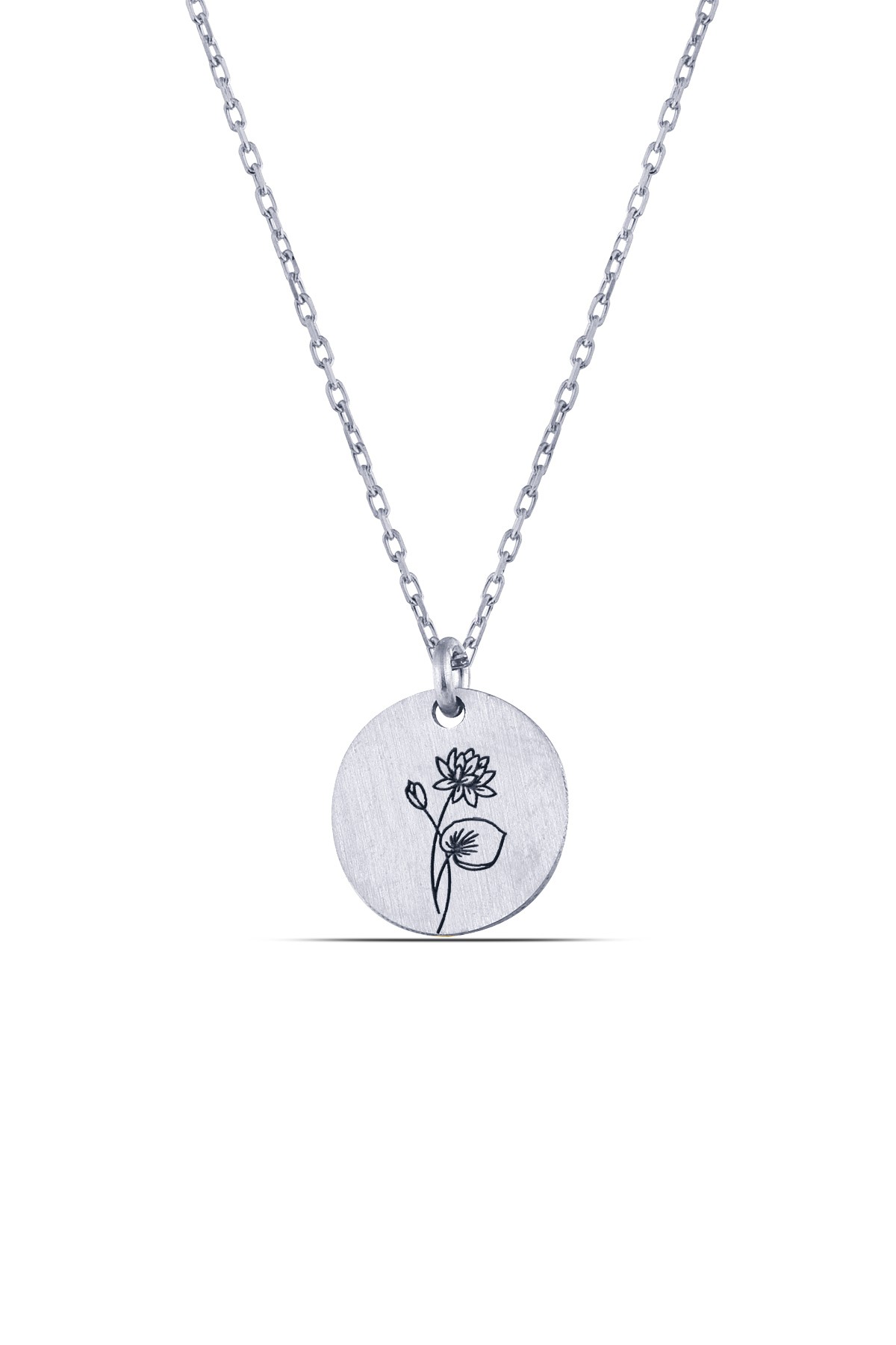 Gümüş Temmuz Ayı Larkspur Çiçeği Kolye