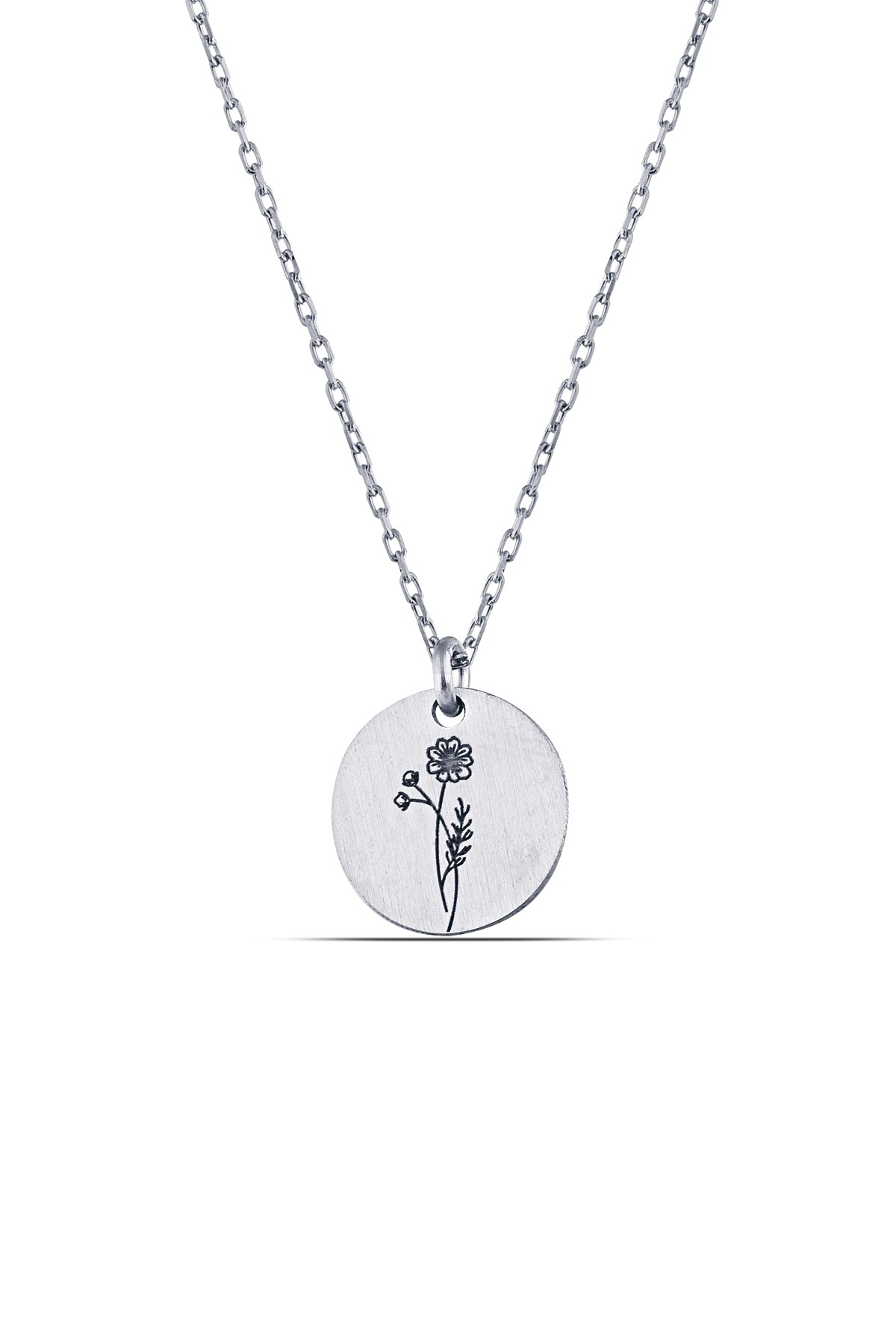 Gümüş Ekim Ayı Marigol Çiçeği Kolye