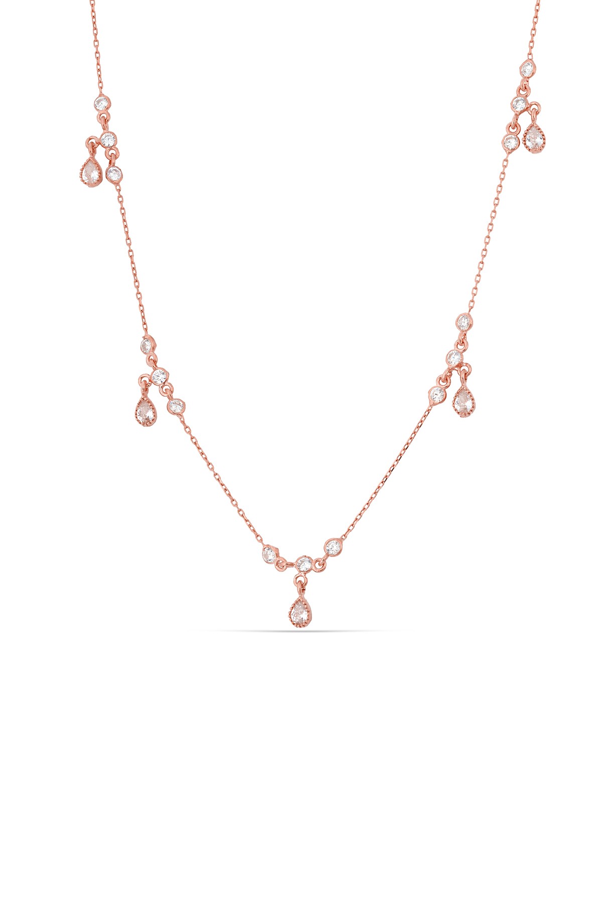 Diamond Style Damla Dizi Kolye - Rose