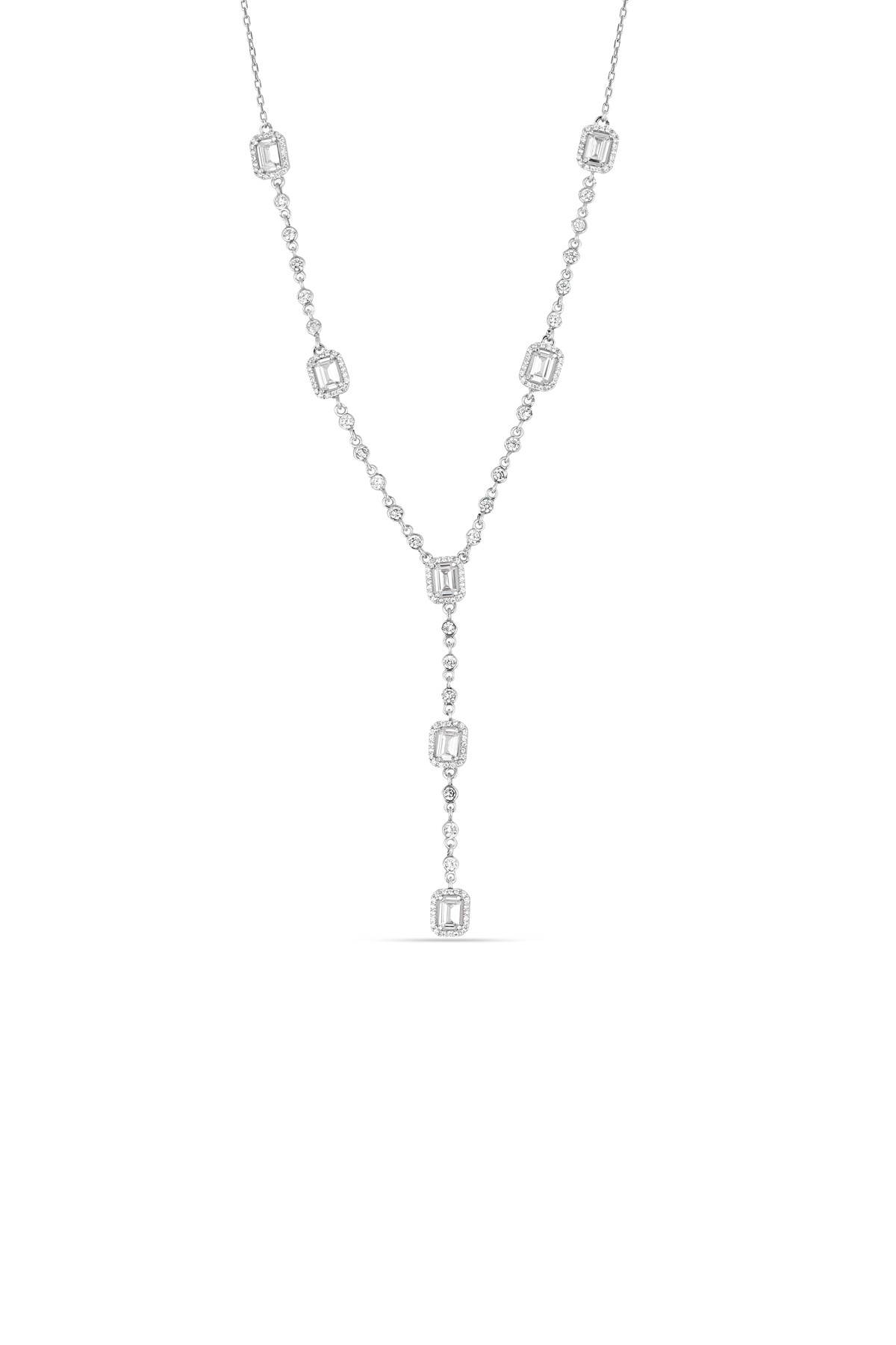 Diamond Style Gümüş Gerdanlık Kolye - Rodyum
