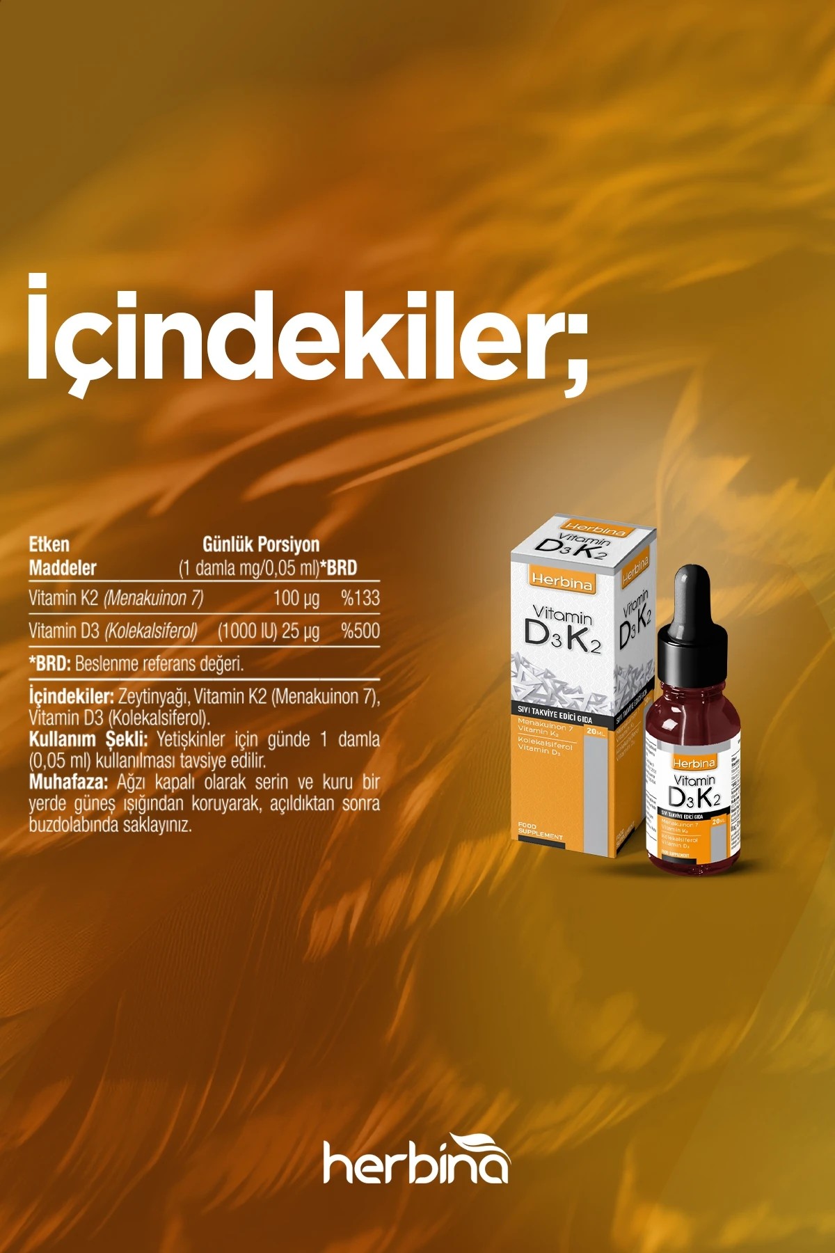 D3K2 Vitamin Damla 1000 IU – 20 ml
