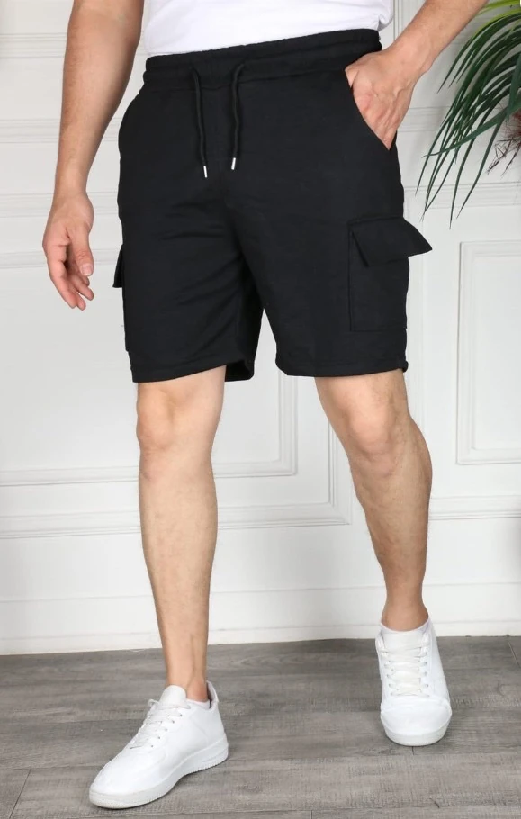 Siyah unisex cepli şort