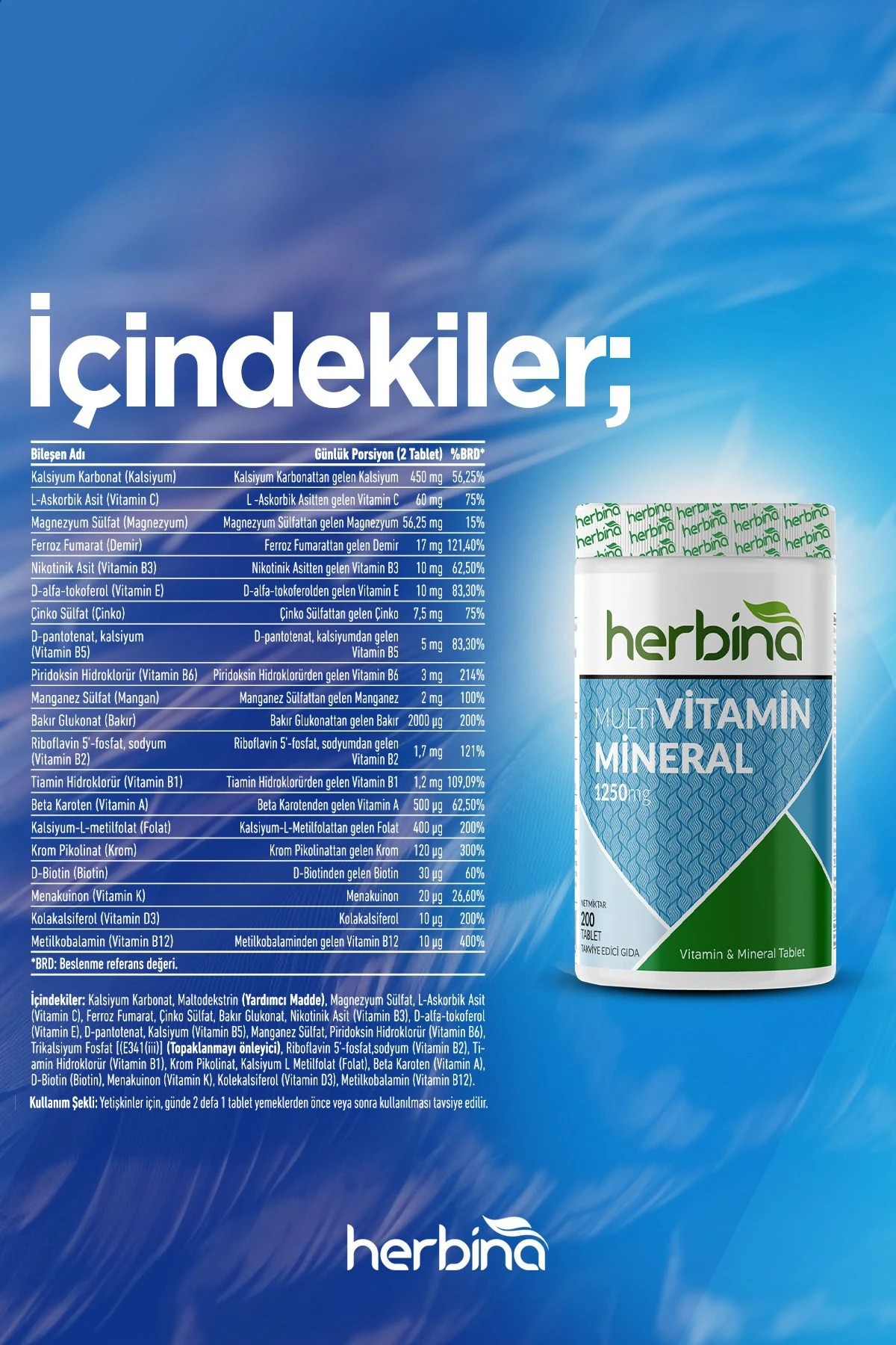 Multivitamin Mineral 1250 mg 200 Tablet