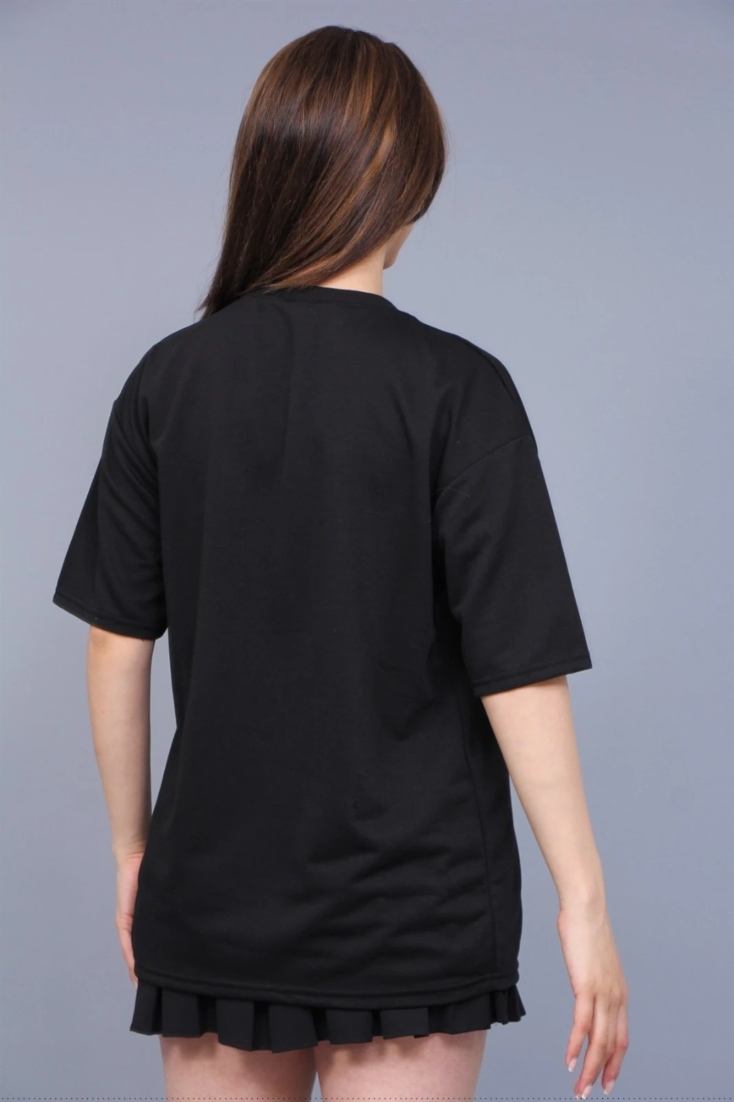 Oysho Siyah Pamuklu Oversizefit Kadın Tshirt