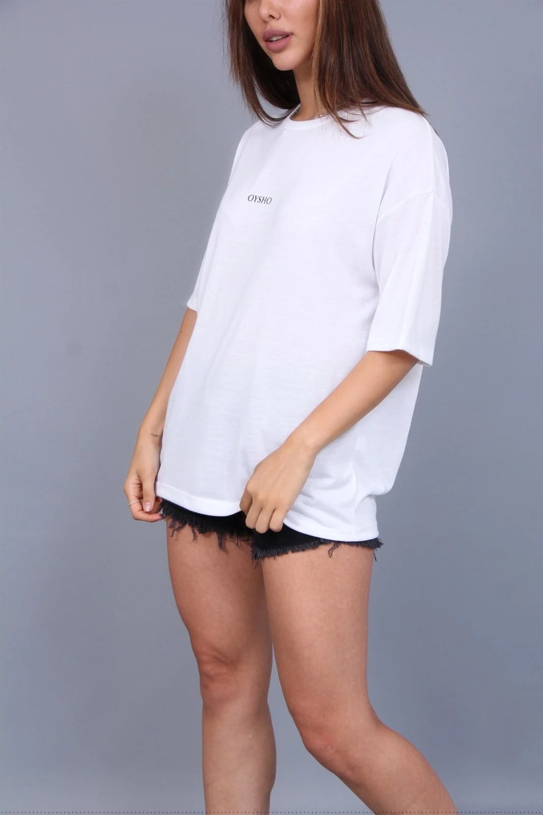 Oysho beyaz oversizefit kadın tshirt 