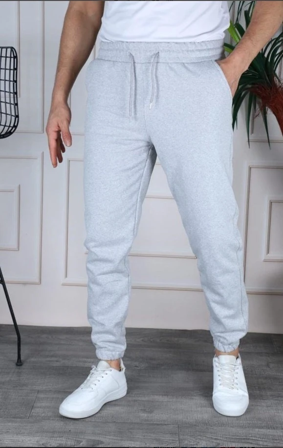 Unisex Gri şardonlu eşofman altı