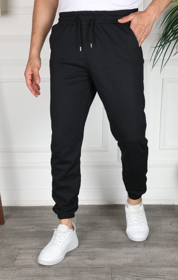 Siyah Unisex Şardonlu Eşofman Altı