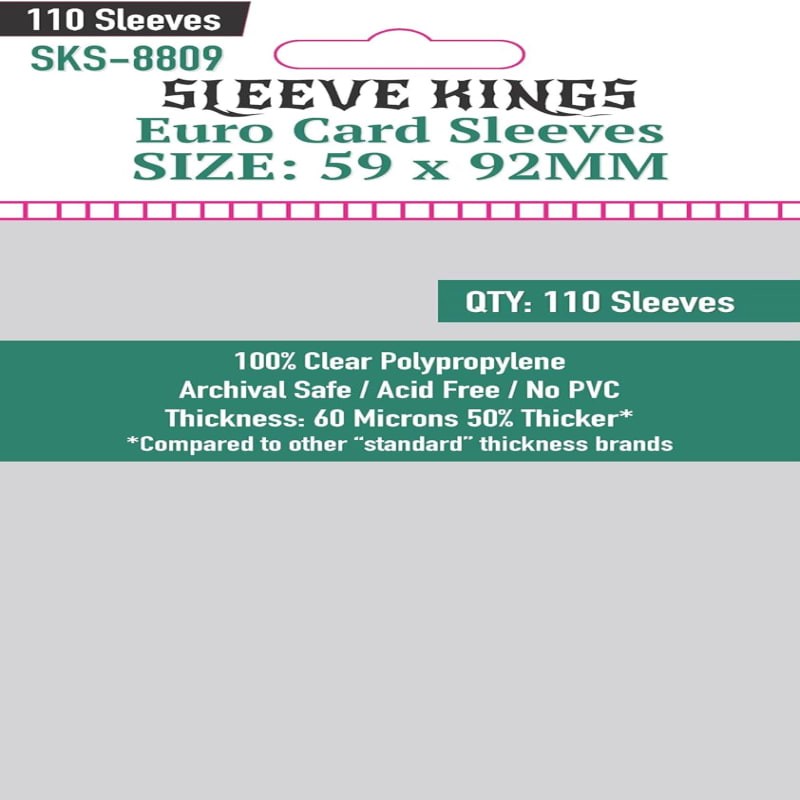 Sleeve Kings Euro Card Sleeves - 59mmx92mm - (110 Adet), 60 Microns