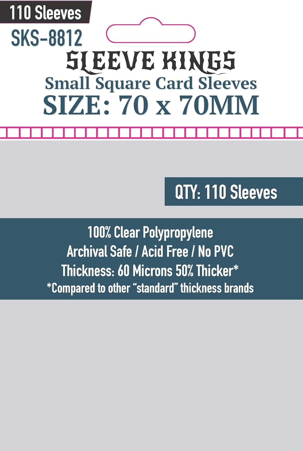 Sleeve Kings Small Square Card Sleeves - 70mmx70mm - (110 Adet), 60 Microns