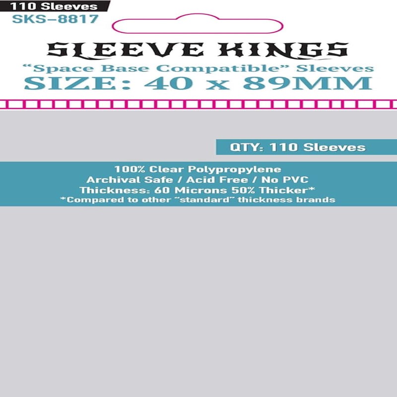 Sleeve Kings (Space Base Compatible) Sleeves - 40mmx89mm - (110 Adet), 60 Microns