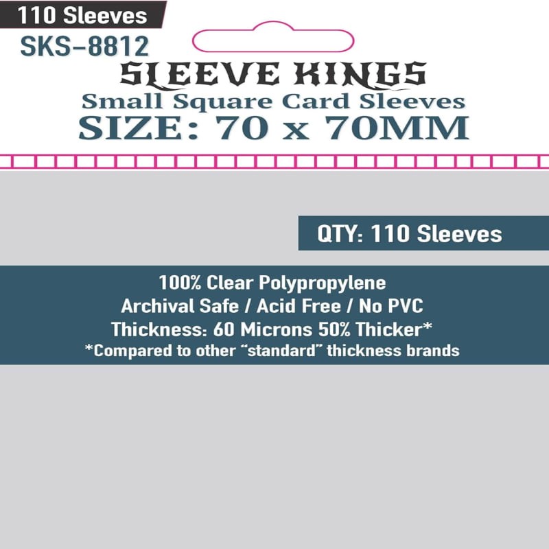 Sleeve Kings Small Square Card Sleeves - 70mmx70mm - (110 Adet), 60 Microns
