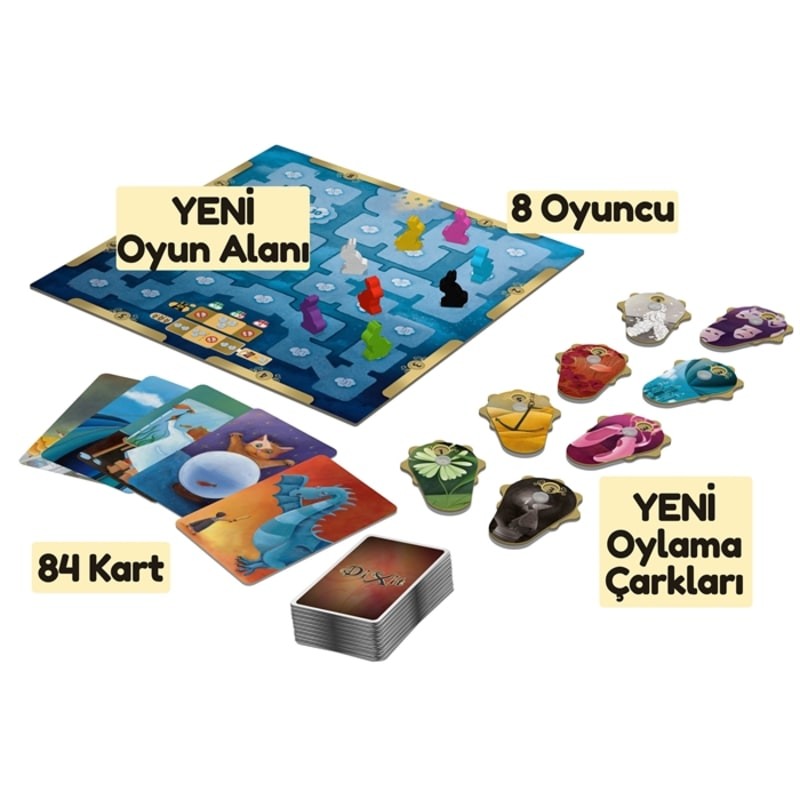 DiXit Yeni!, 3-8 Oyuncu, 8 Yeni Oylama Çarkı, Yeni Oyun Alanı