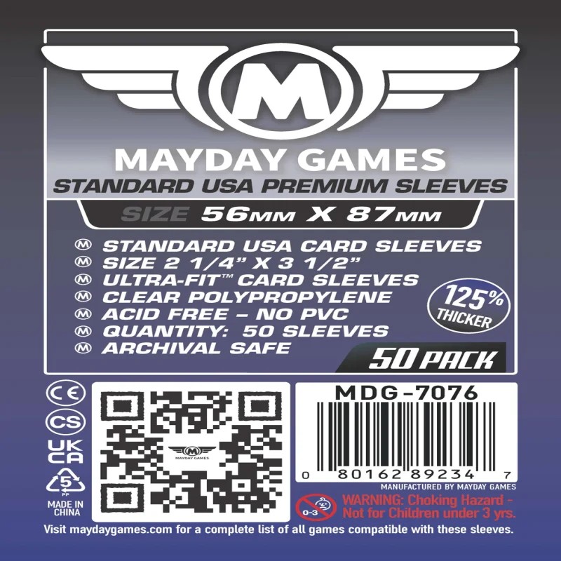 Mayday - Premium USA Board Game Sleeves - 56mm x 87mm - (50 Adet)