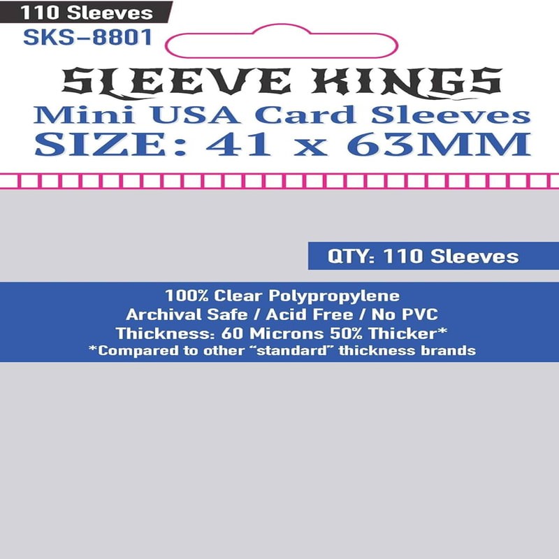 Sleeve Kings Mini USA Card Sleeves - 41mmx63mm - (110 Adet), 60 Microns
