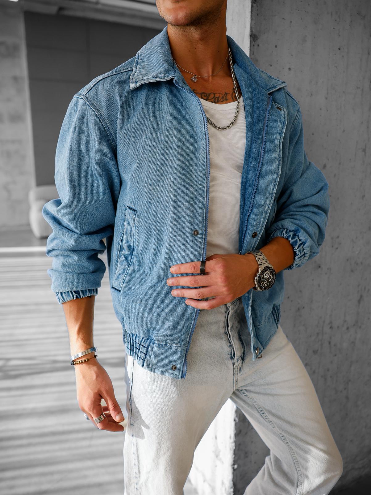 %100 Yıkamalı Kot Bomber Oversize Kot Ceket 