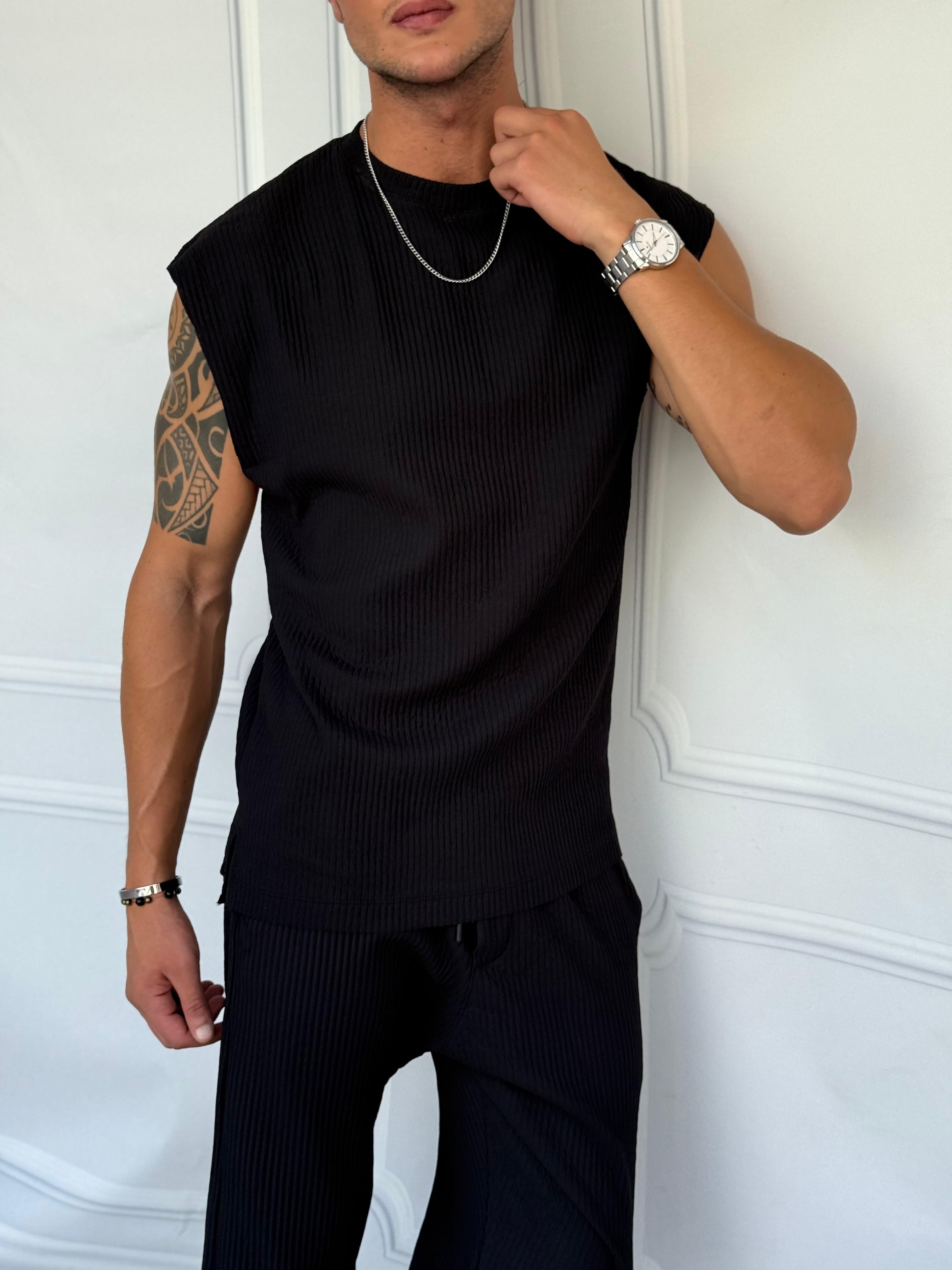 Oversize Kesim Fitilli Bol Atlet  - Siyah